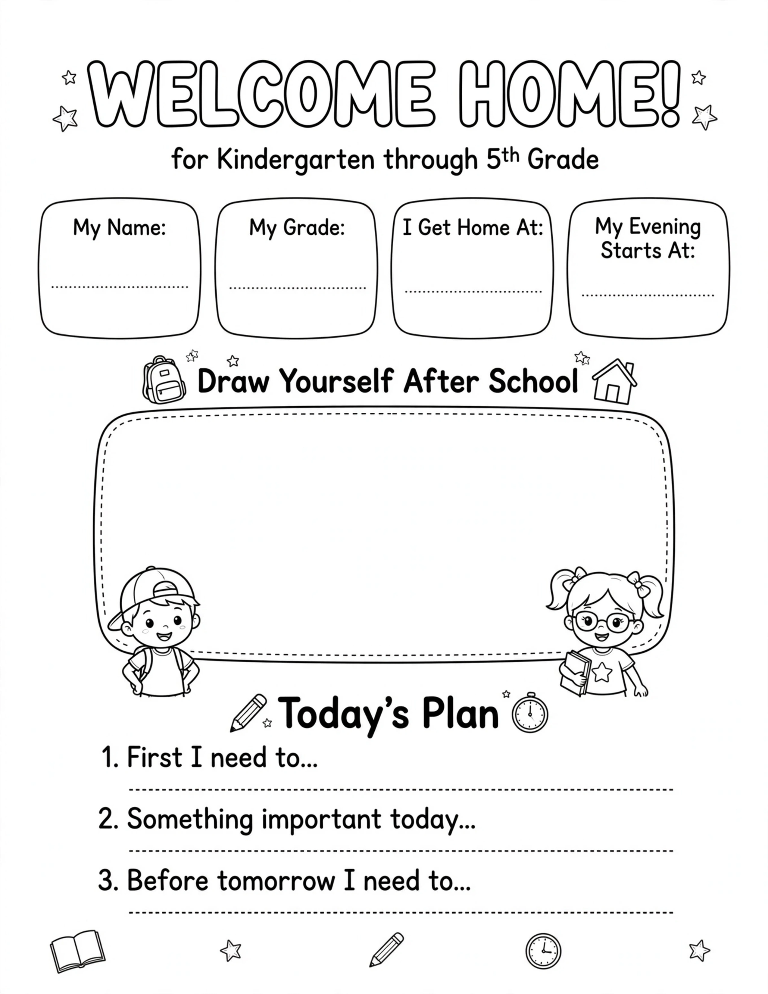 After School Routine Planner - WELCOME HOME!