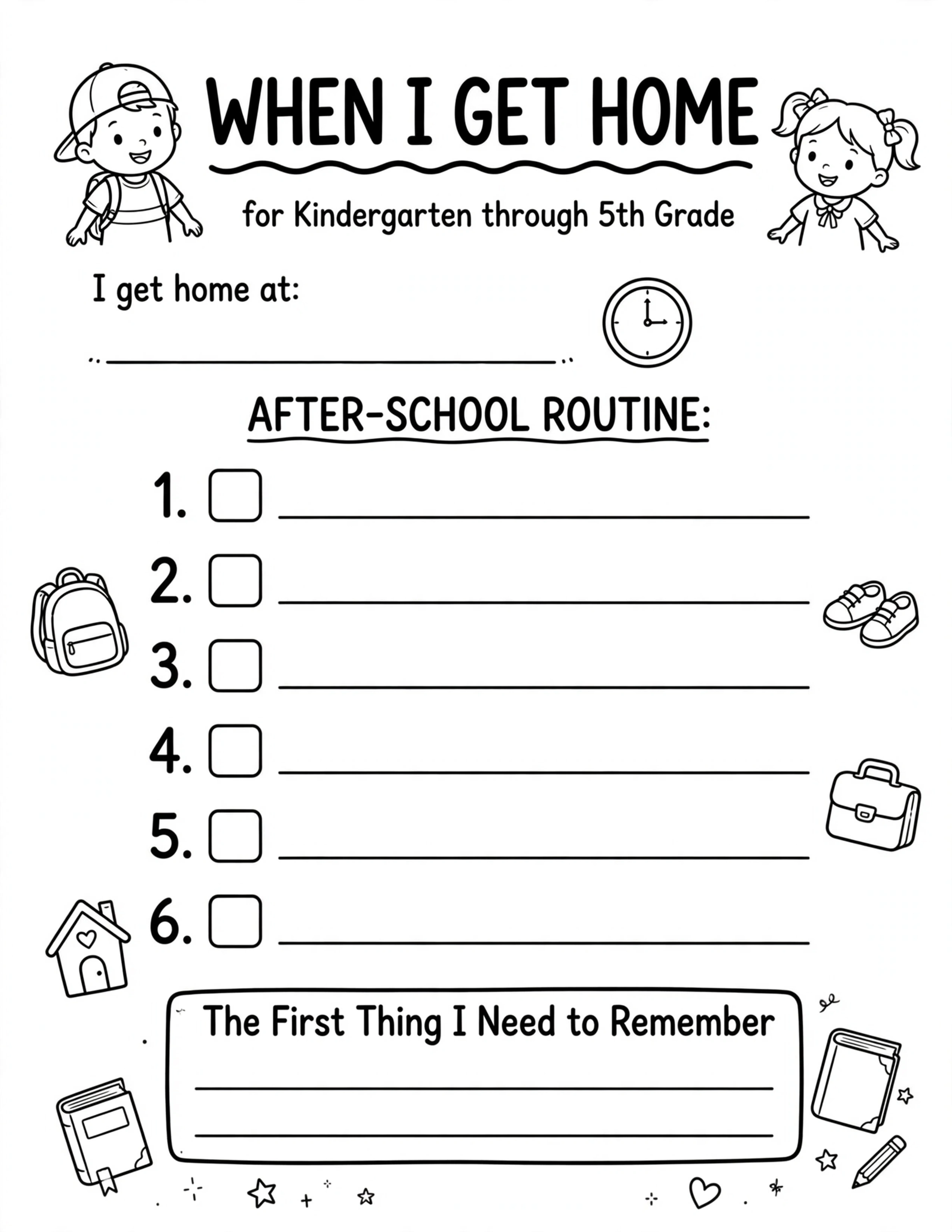 After School Routine Planner - WHEN I GET HOME