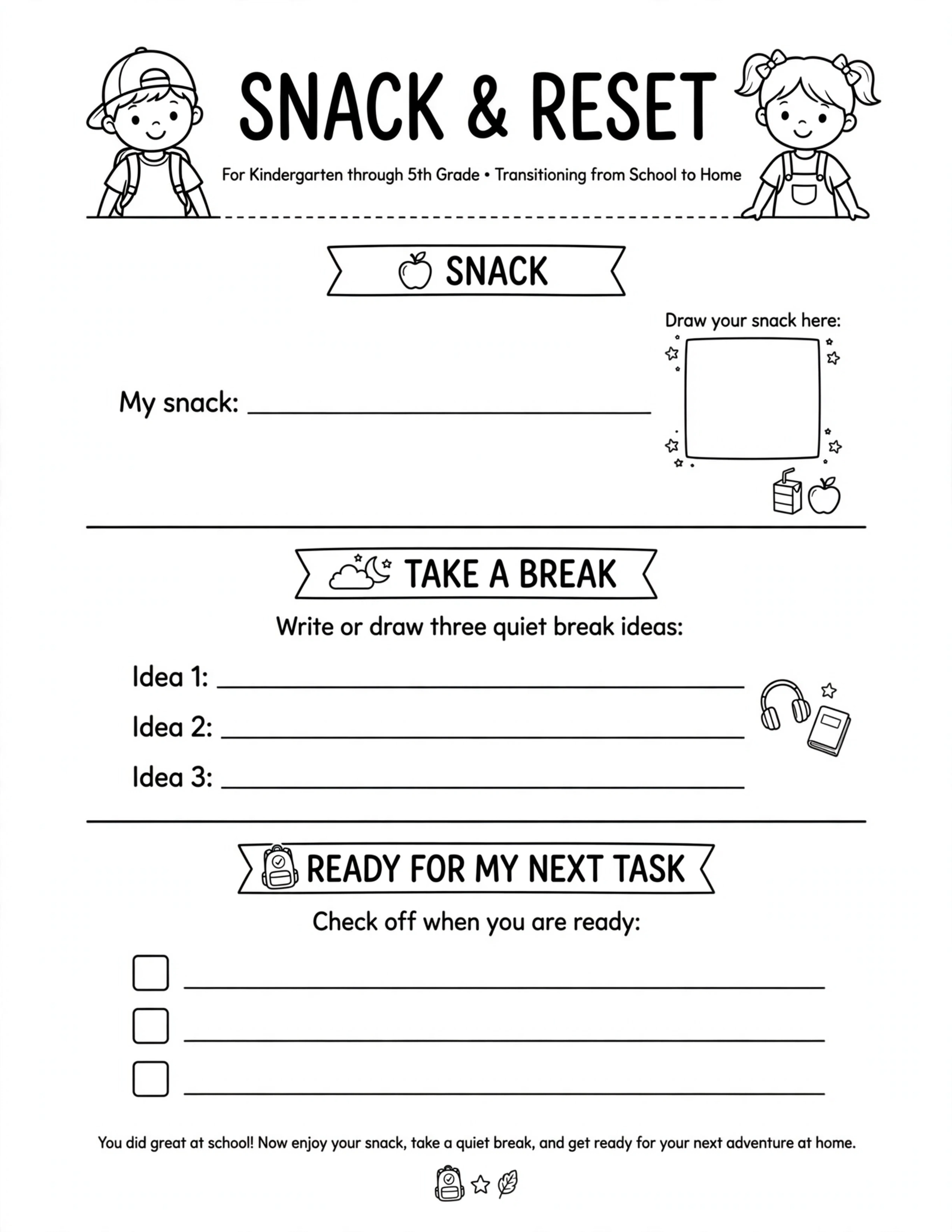 After School Routine Planner - AFTER SCHOOL CHECKLIST