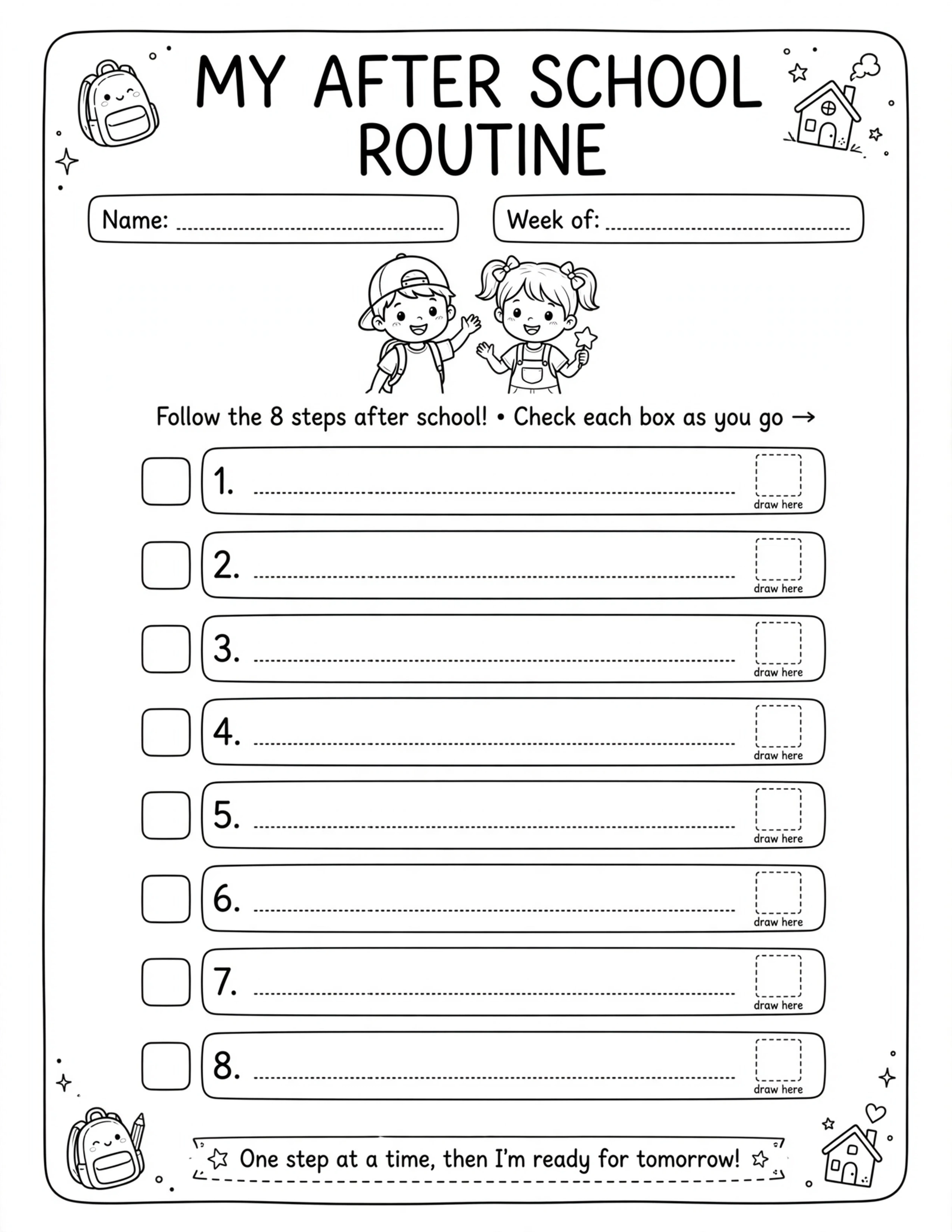 After School Routine Planner - UNPACK MY BACKPACK