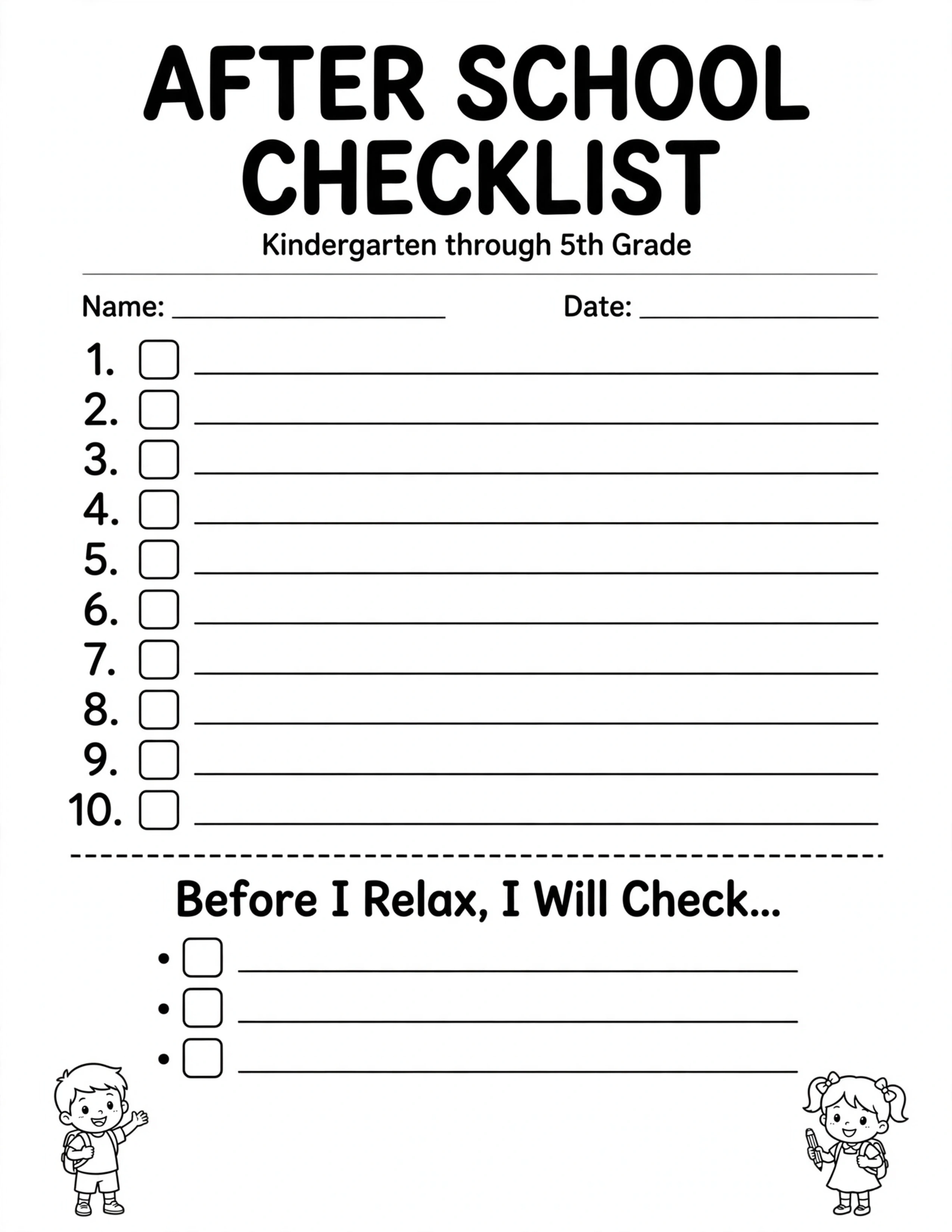After School Routine Planner - SNACK & RESET