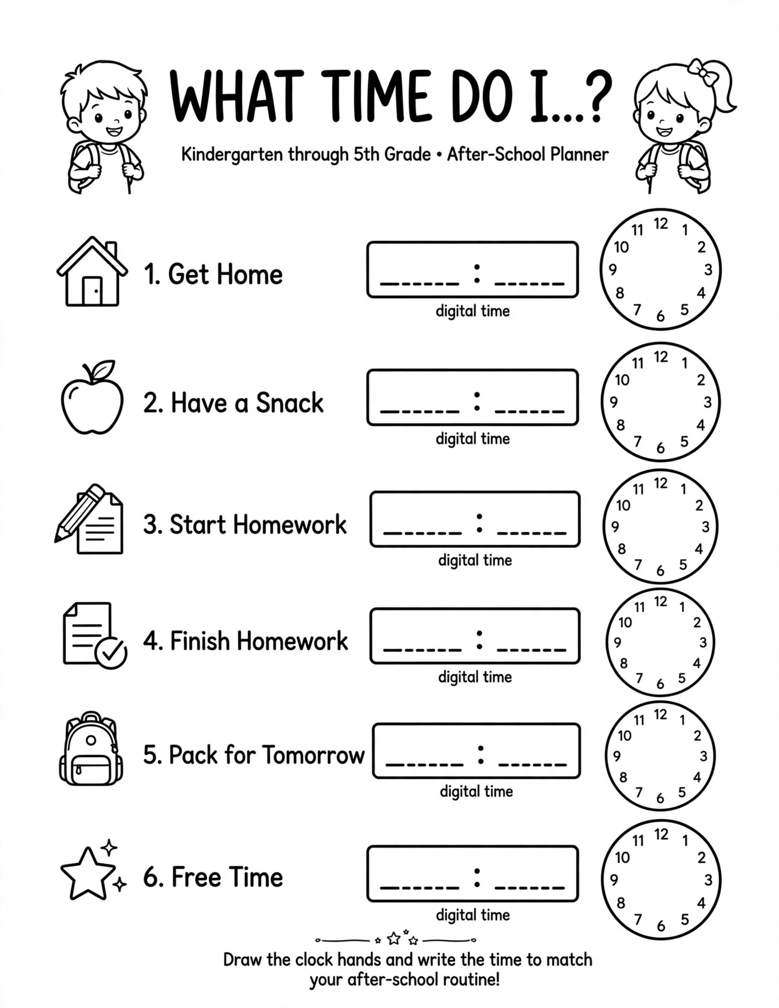 After School Routine Planner - AFTER SCHOOL TIMELINE