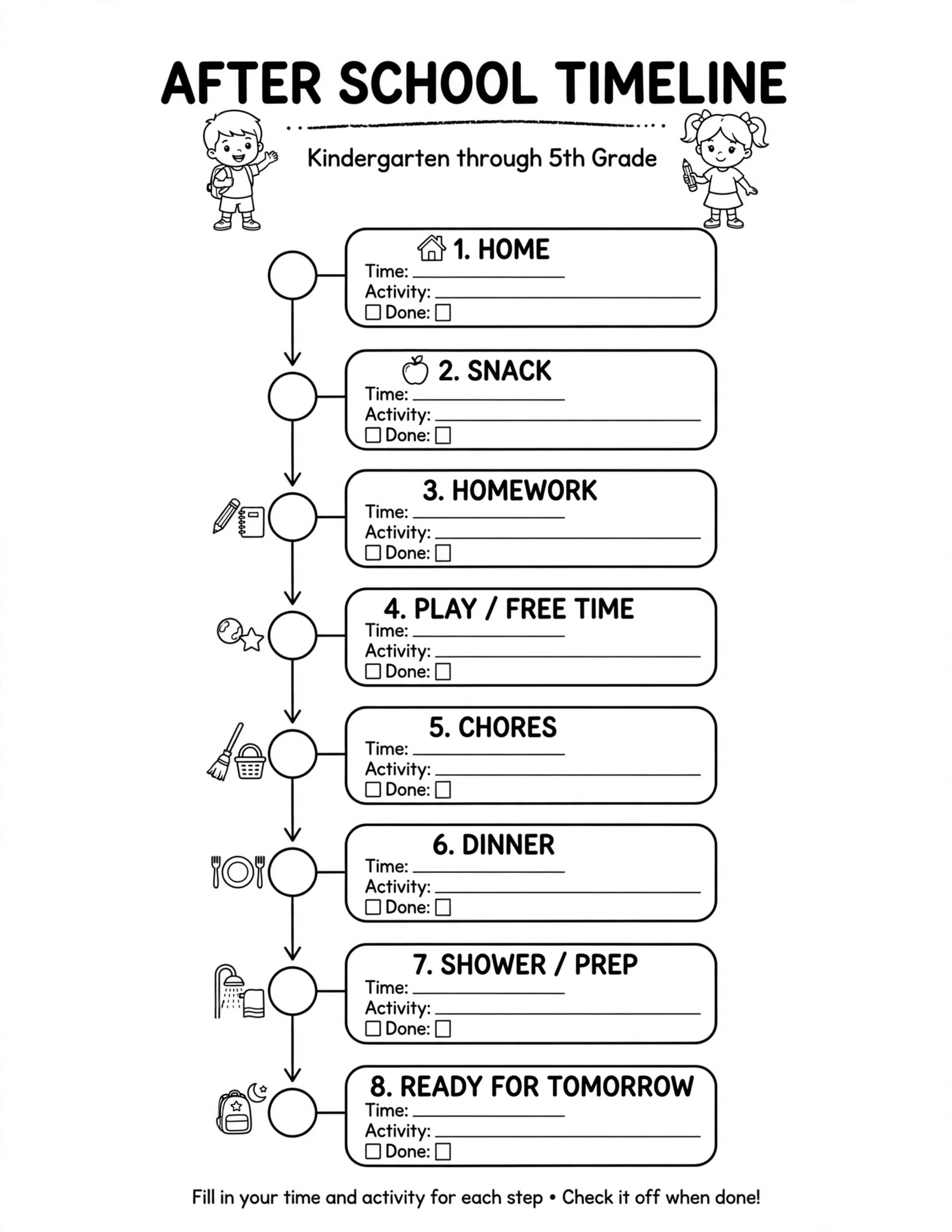 After School Routine Planner - WHAT TIME DO I…?