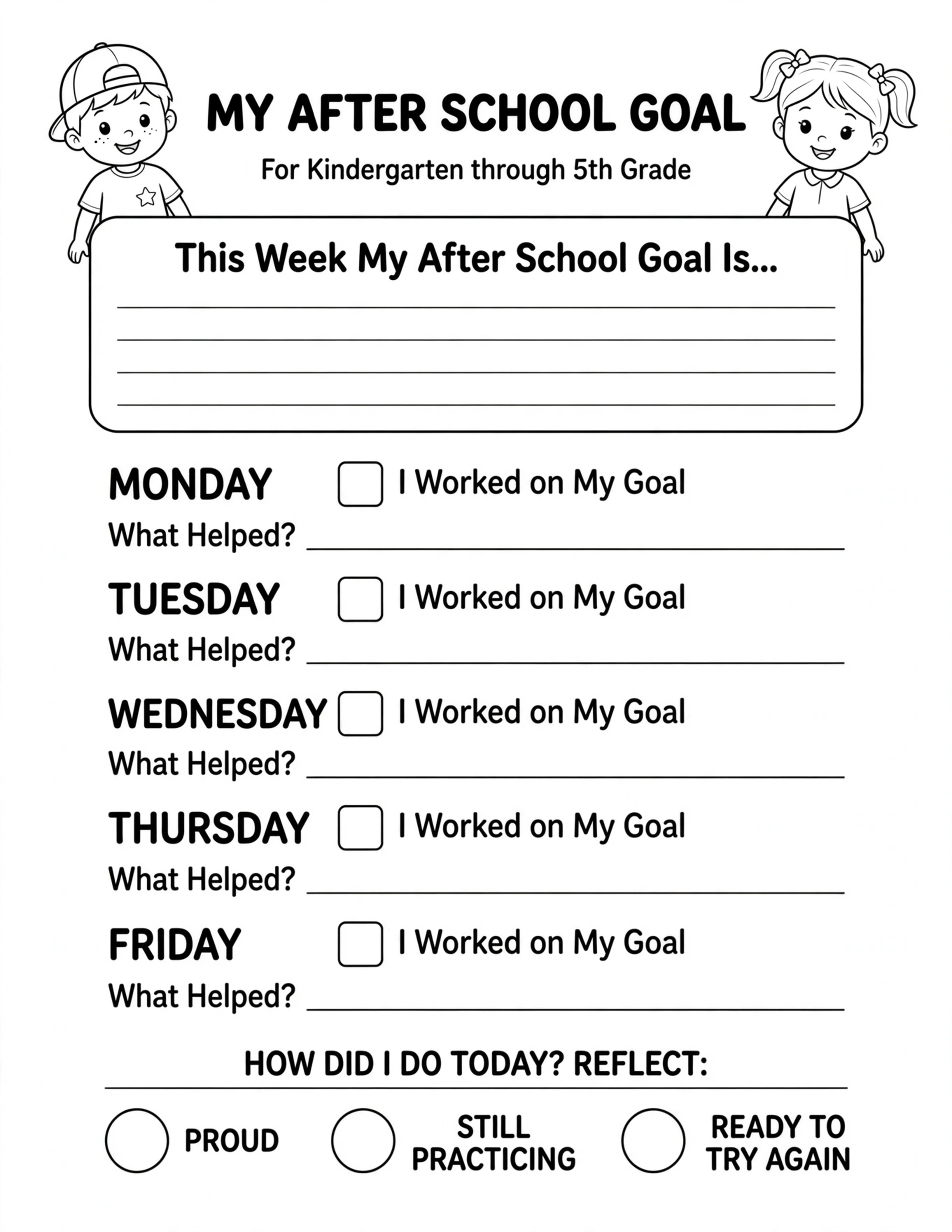 After School Routine Planner - MONDAY TO FRIDAY AFTER SCHOOL TRACKER