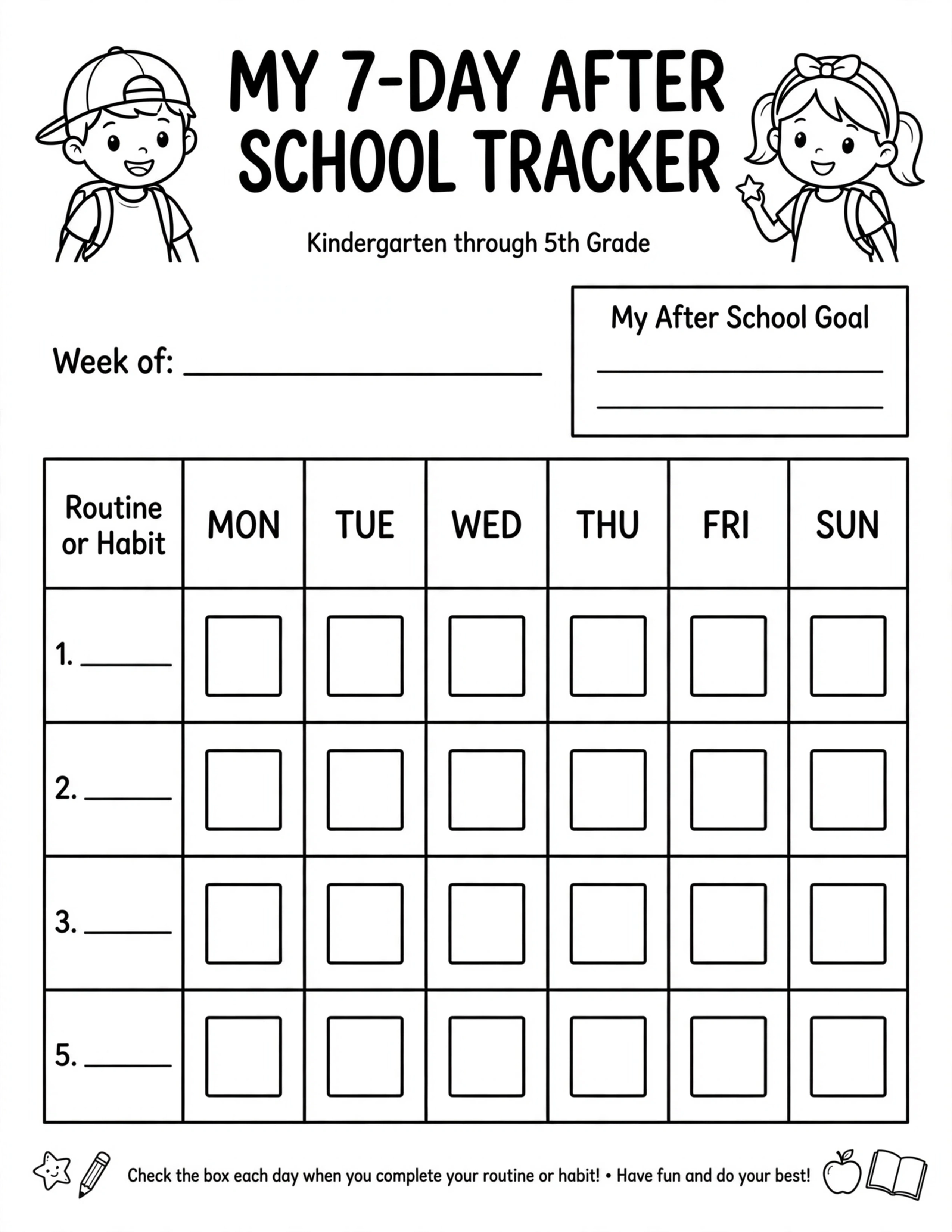 After School Routine Planner - FOCUS TIME