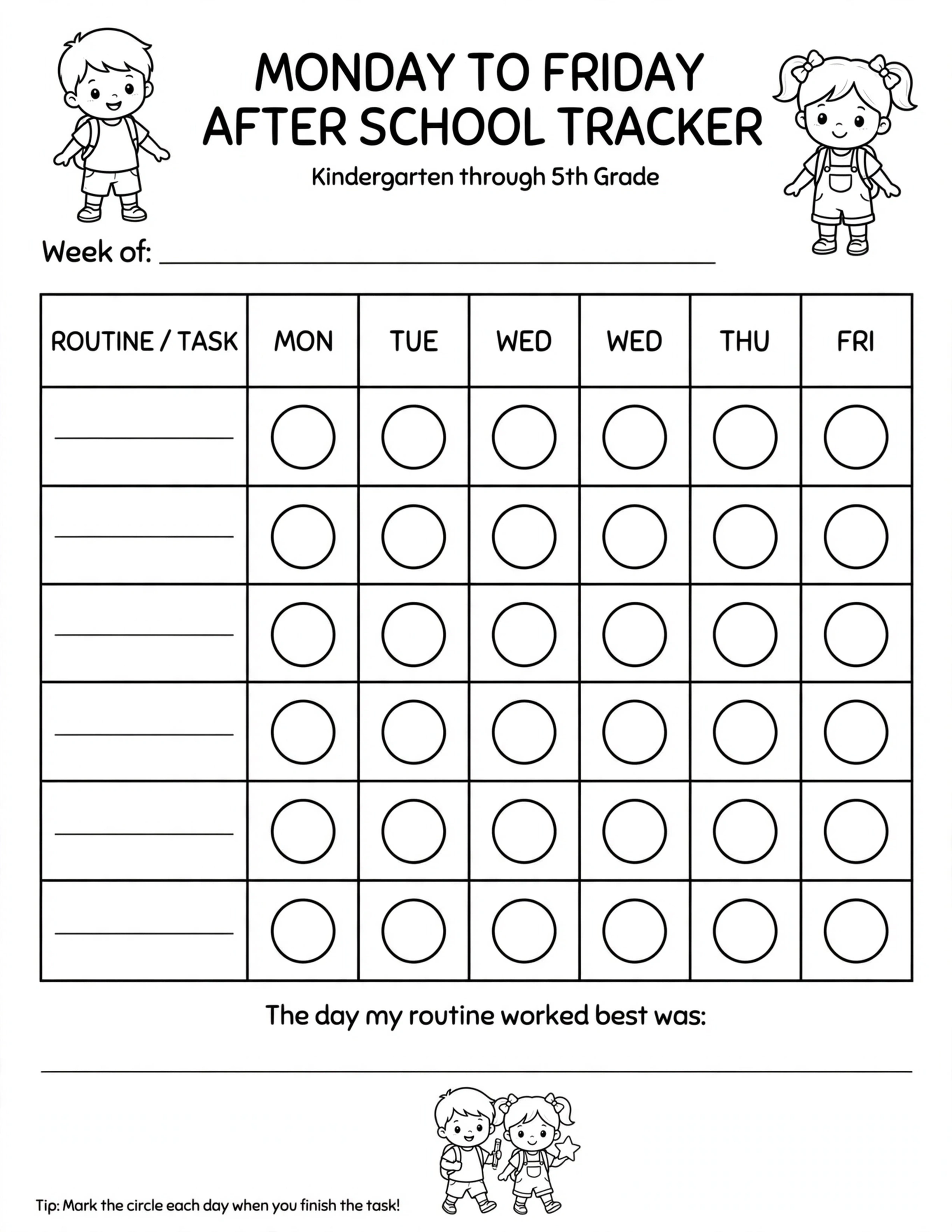 After School Routine Planner - PACK FOR TOMORROW