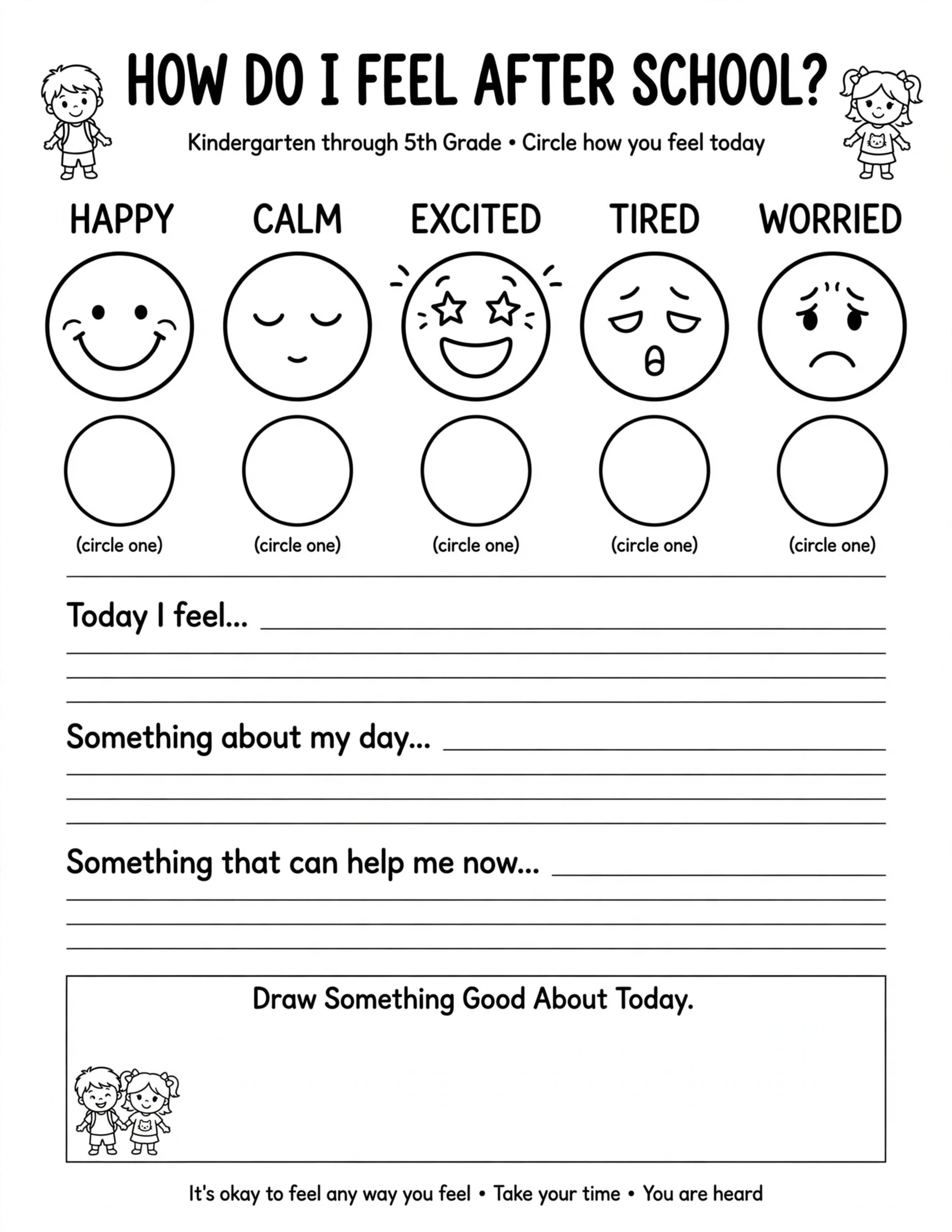 After School Routine Planner - HOW DO I FEEL AFTER SCHOOL?