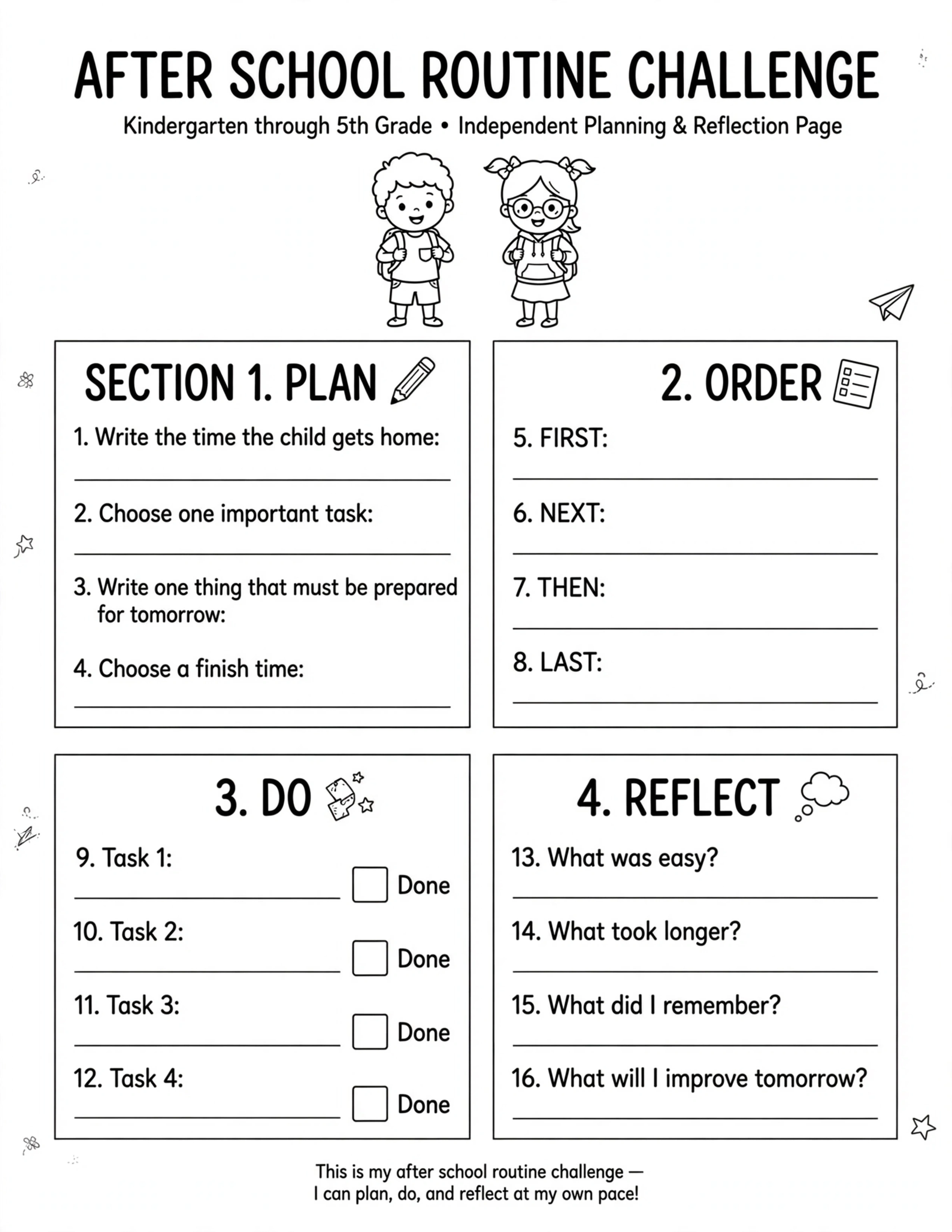 After School Routine Planner - A GREAT END TO MY SCHOOL DAY