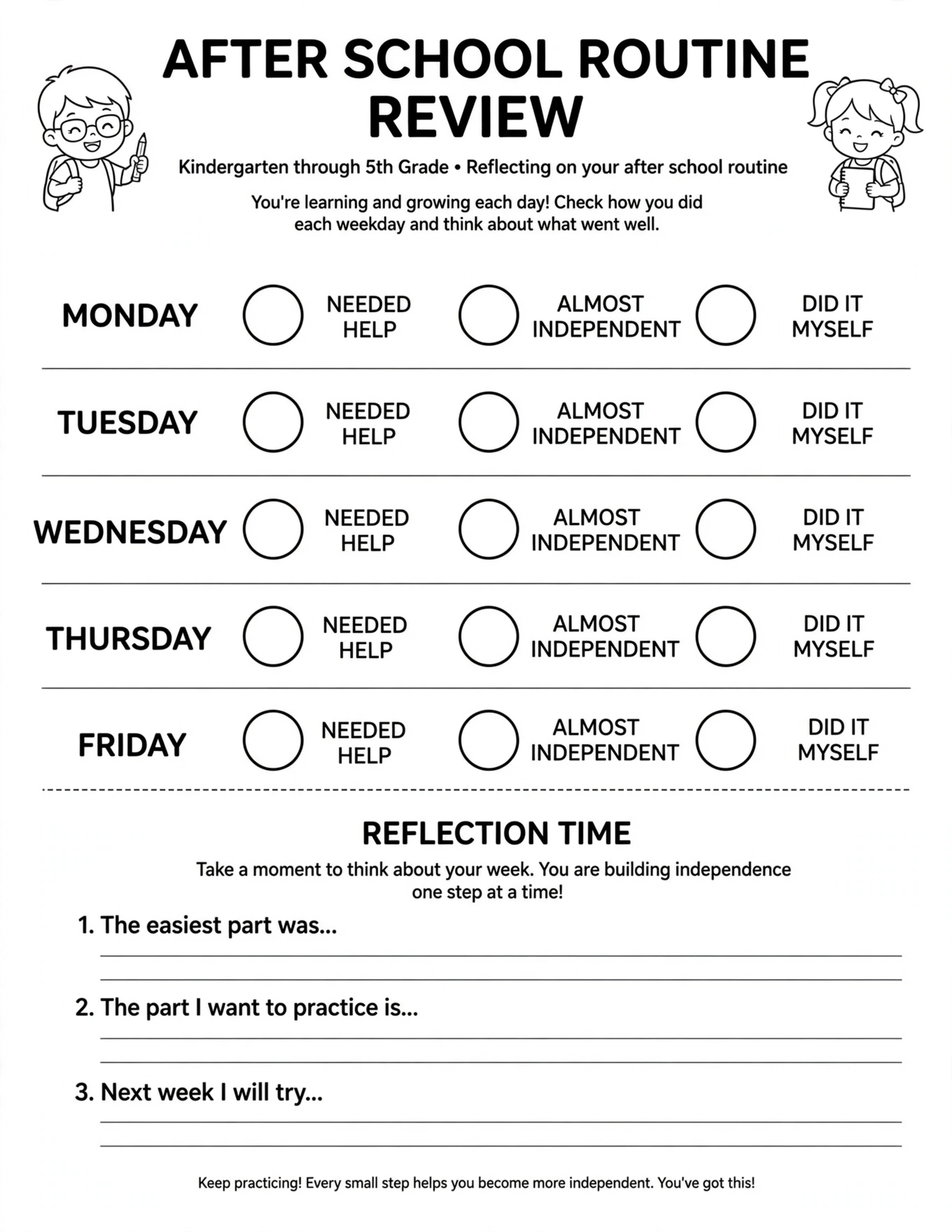 After School Routine Planner - AFTER SCHOOL ROUTINE CHALLENGE