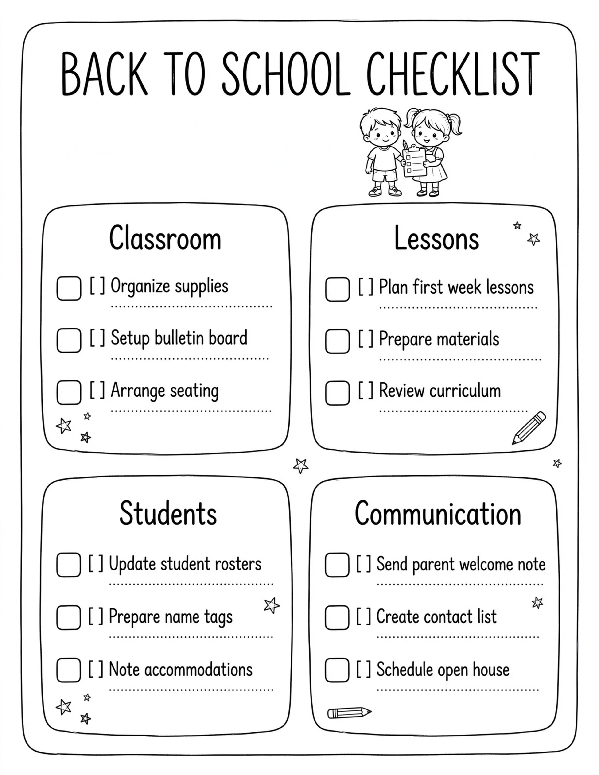 Back To School Planner - CLASSROOM SETUP CHECKLIST