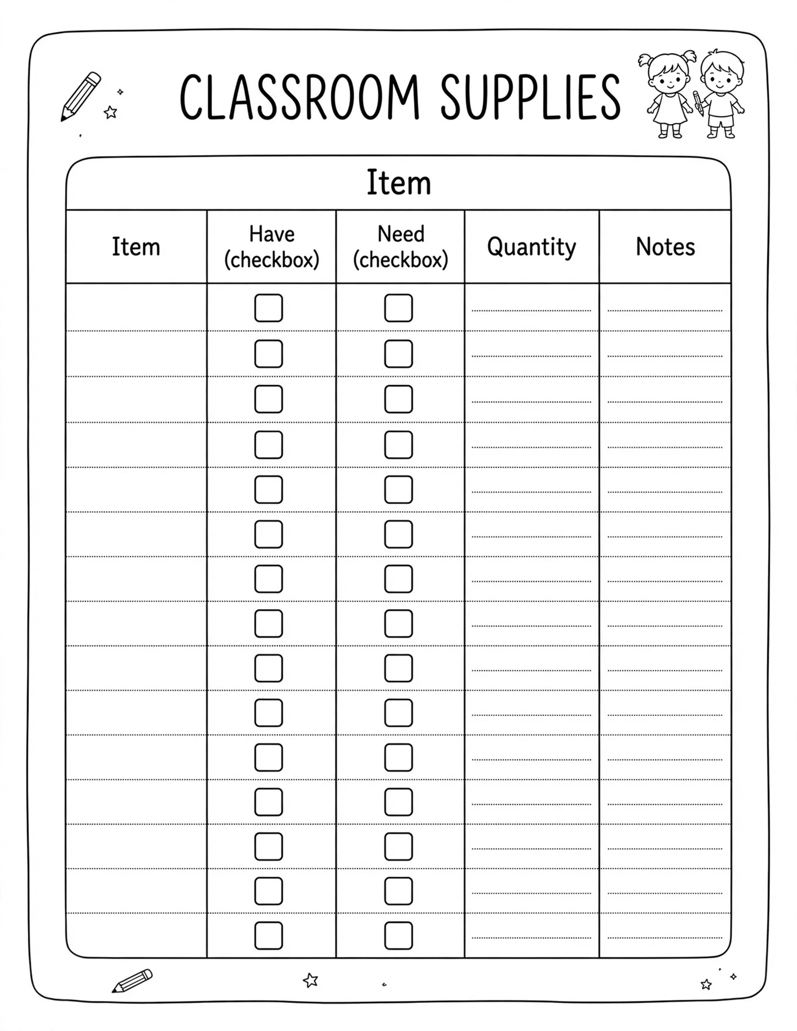 Back To School Planner - CLASSROOM LAYOUT