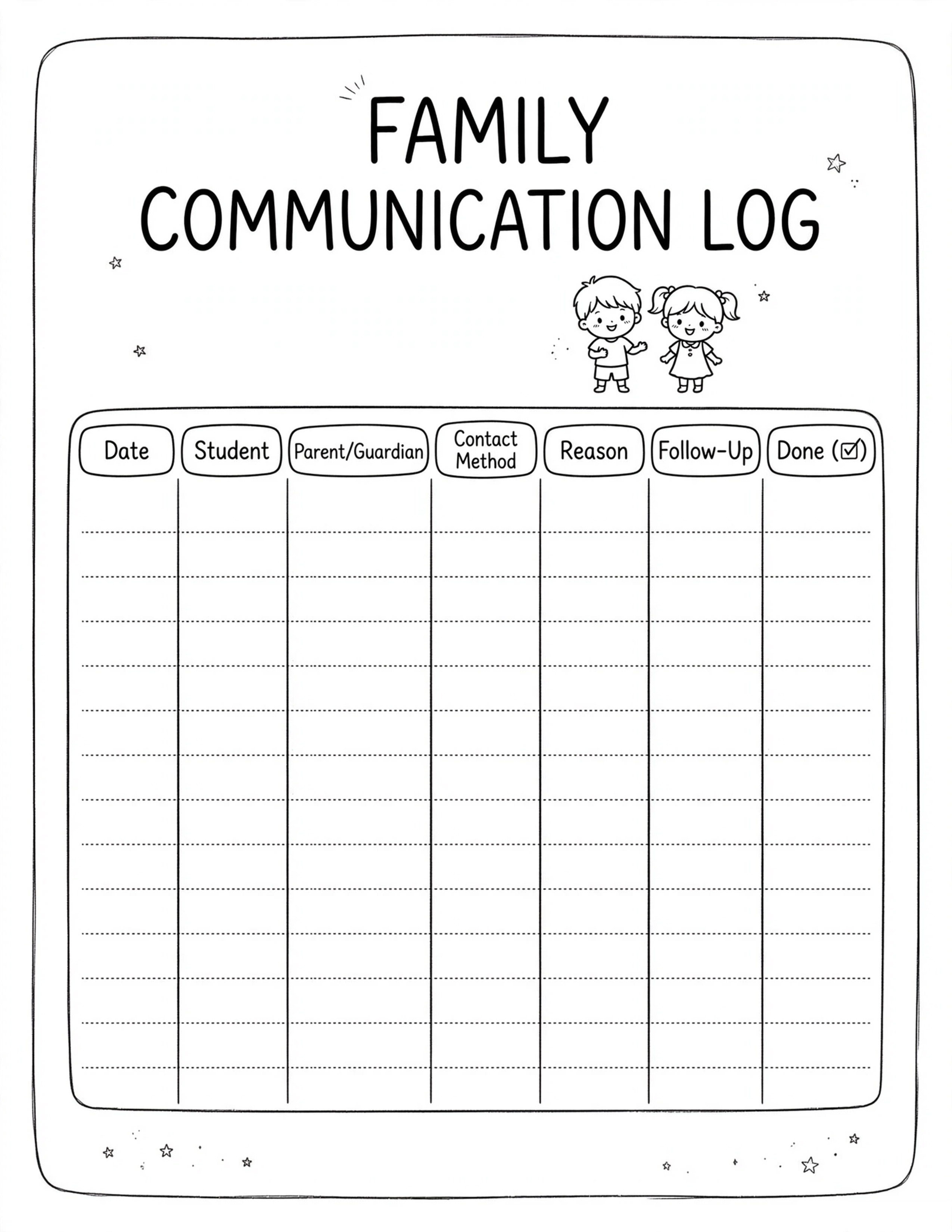 Back To School Planner - PARENT & GUARDIAN CONTACTS