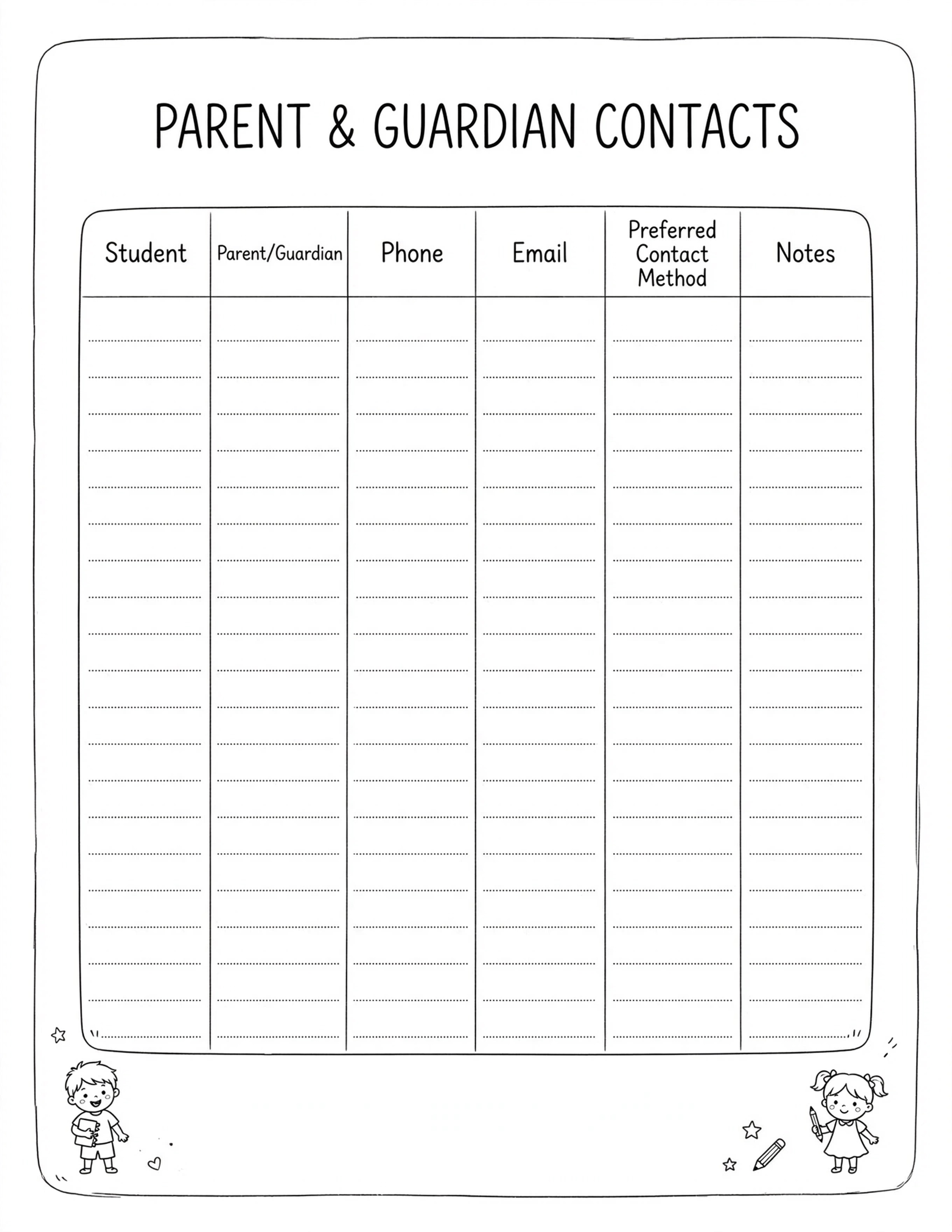 Back To School Planner - STUDENT BIRTHDAYS