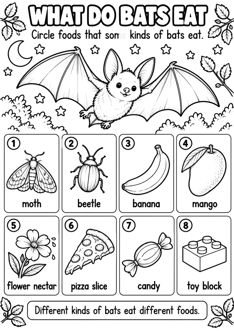 WHAT DO BATS EAT for Kindergarten, 1st Grade
