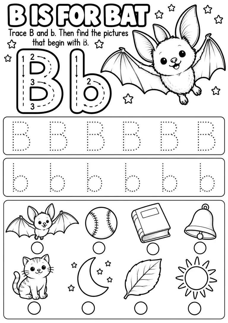 B IS FOR BAT for Kindergarten, 1st Grade