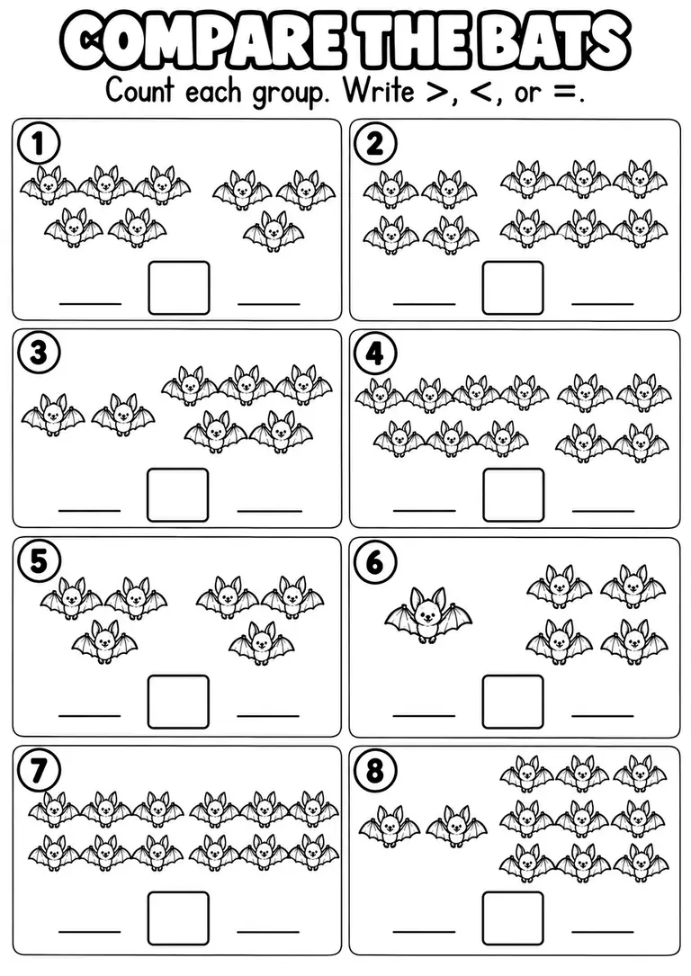 COMPARE THE BATS for Kindergarten, 1st Grade