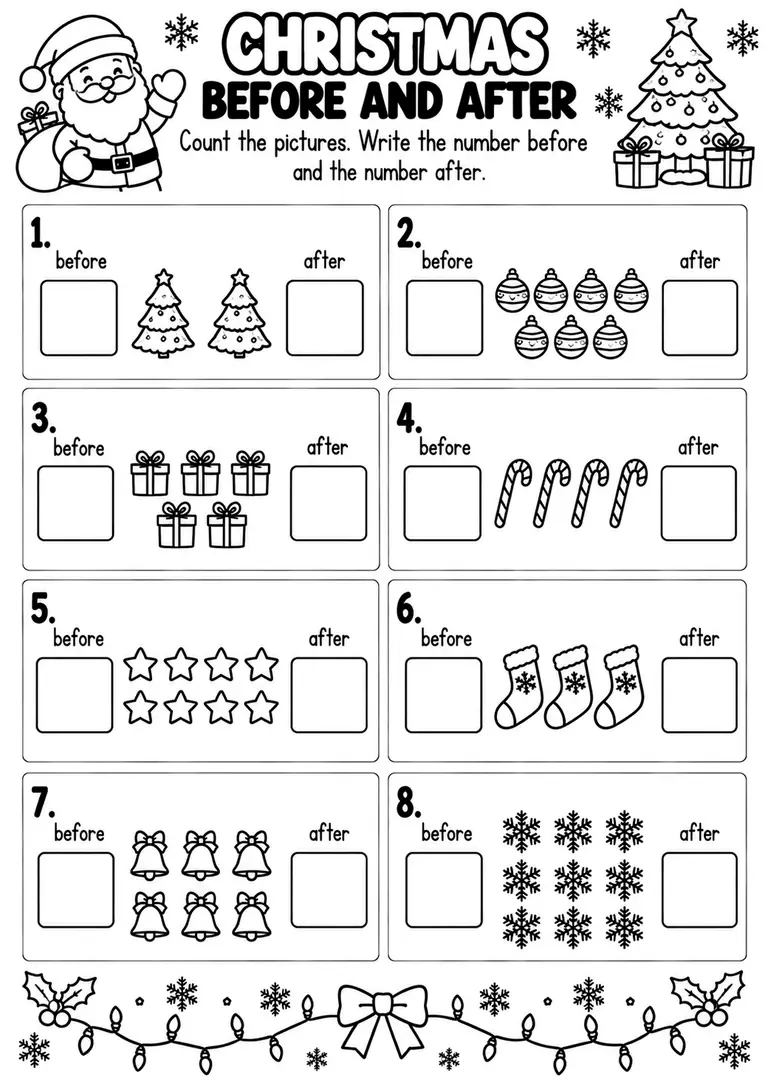 CHRISTMAS BEFORE AND AFTER for Pre-K, Kindergarten, 1st Grade