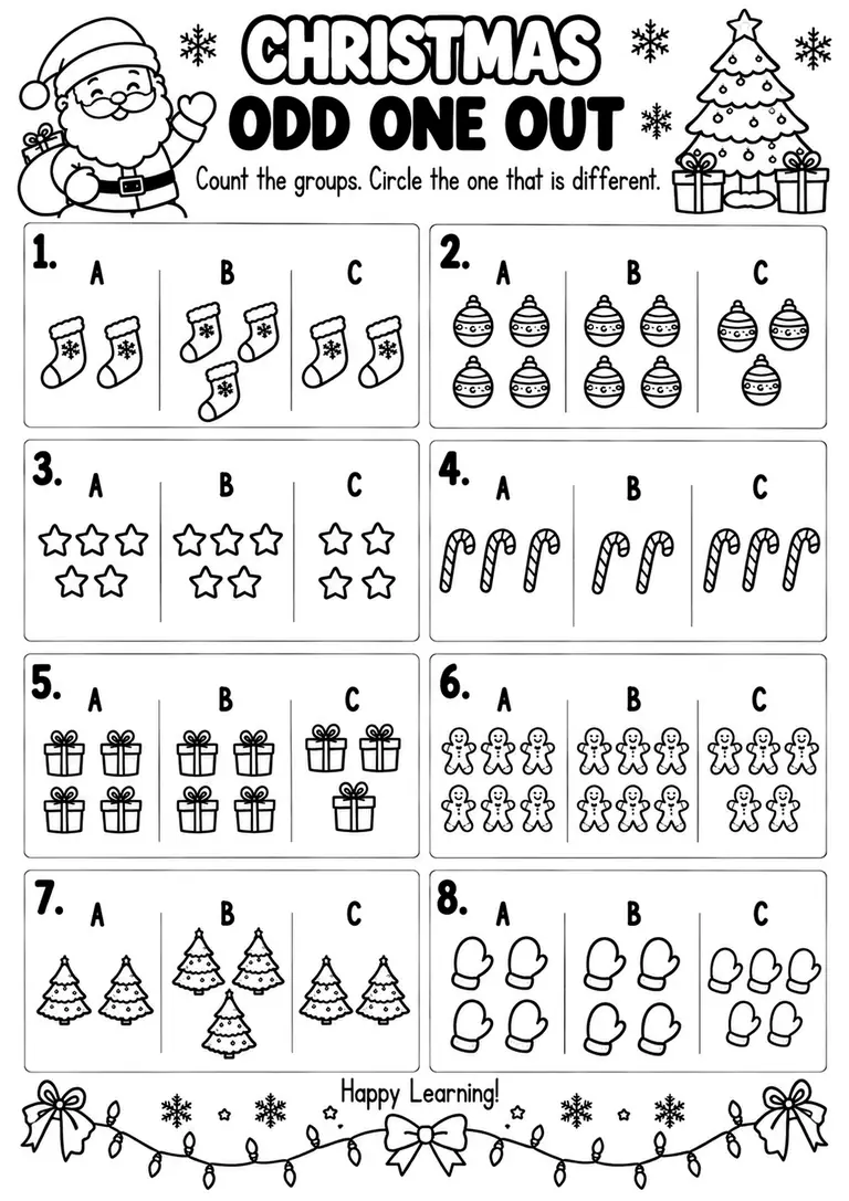 CHRISTMAS ODD ONE OUT for Pre-K, Kindergarten, 1st Grade