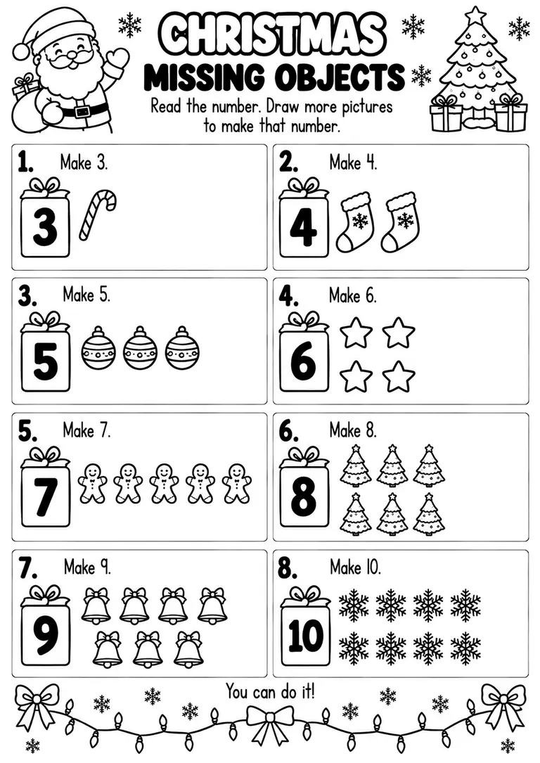CHRISTMAS MISSING OBJECTS for Pre-K, Kindergarten, 1st Grade