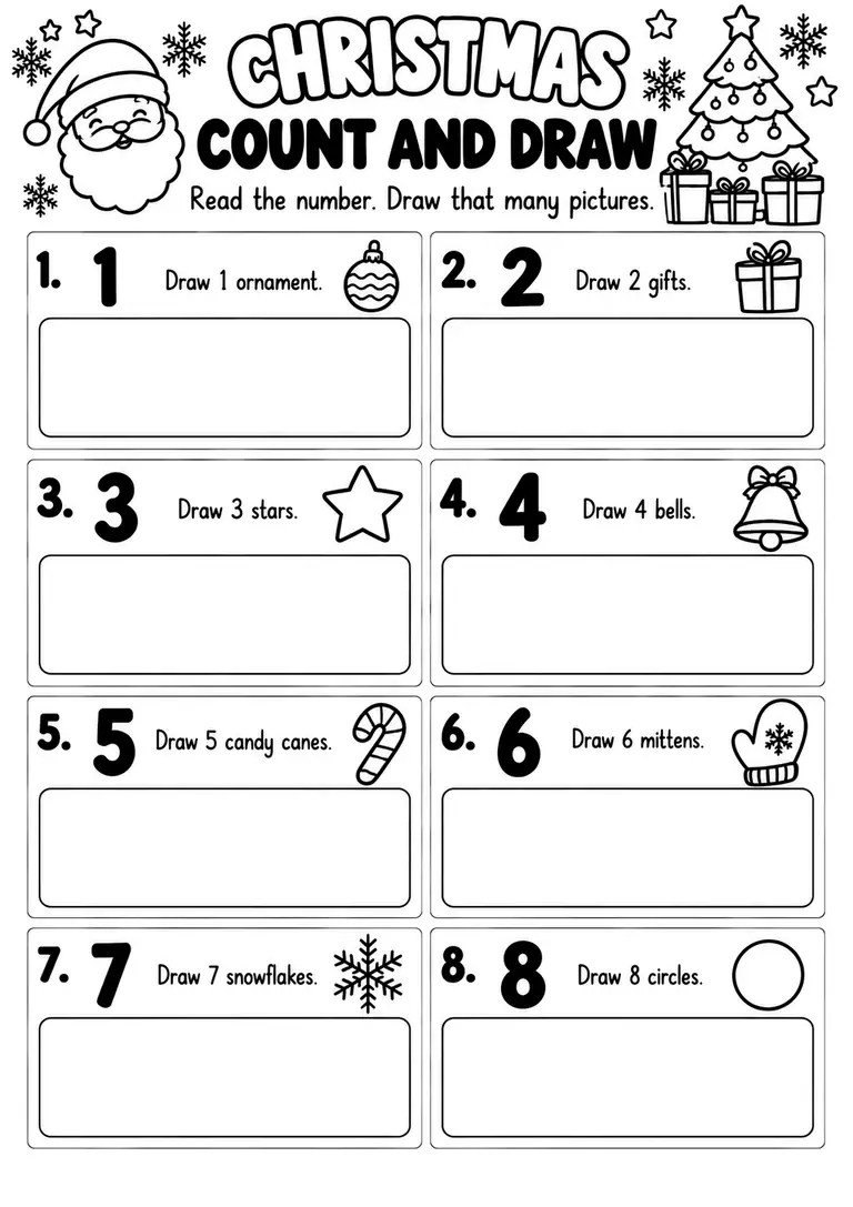 Christmas Count and Draw for Kindergarten, 1st Grade