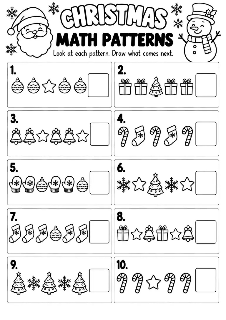 Christmas Math Patterns for Kindergarten, 1st Grade