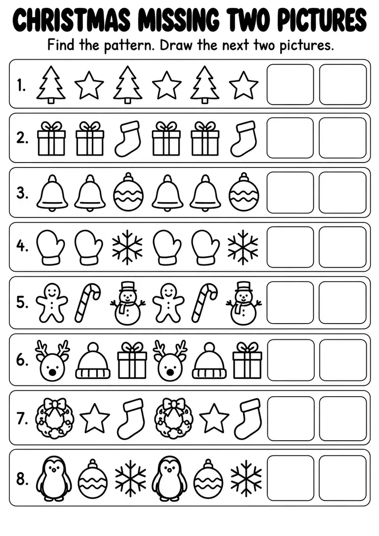 Christmas Missing Two Pictures for Kindergarten, 1st Grade