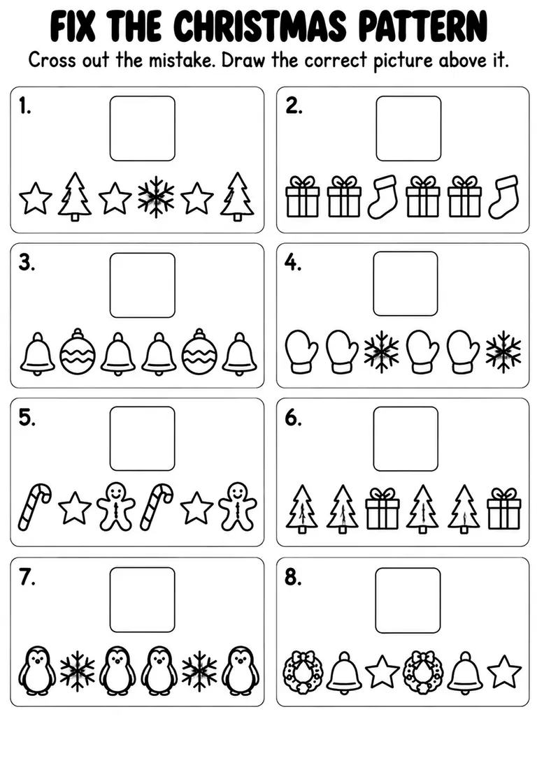 Fix the Christmas Pattern for Kindergarten, 1st Grade