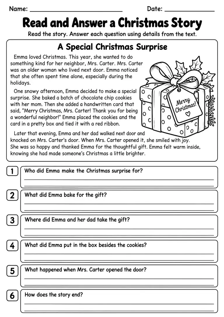 Christmas Reading Comprehension Worksheets – Free Printable Activities ...