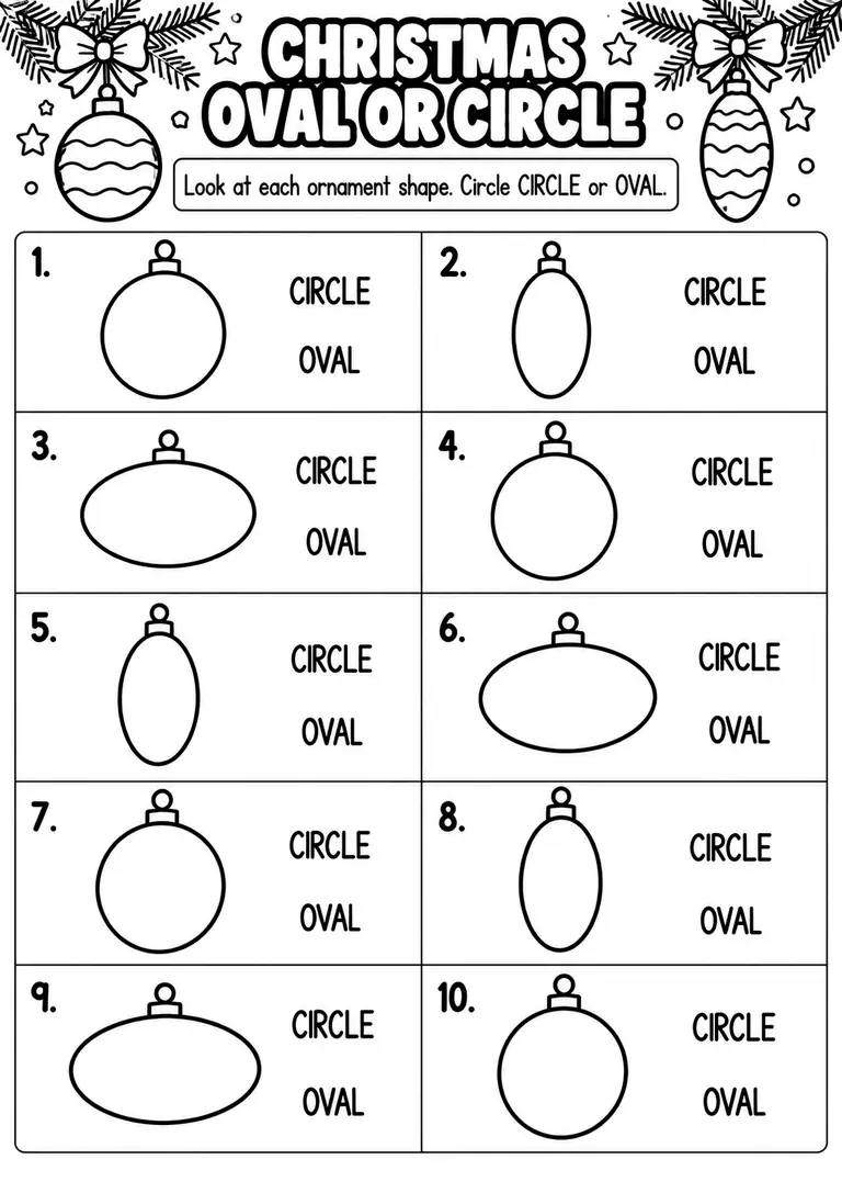 CHRISTMAS OVAL OR CIRCLE for Pre-K, Kindergarten, 1st Grade