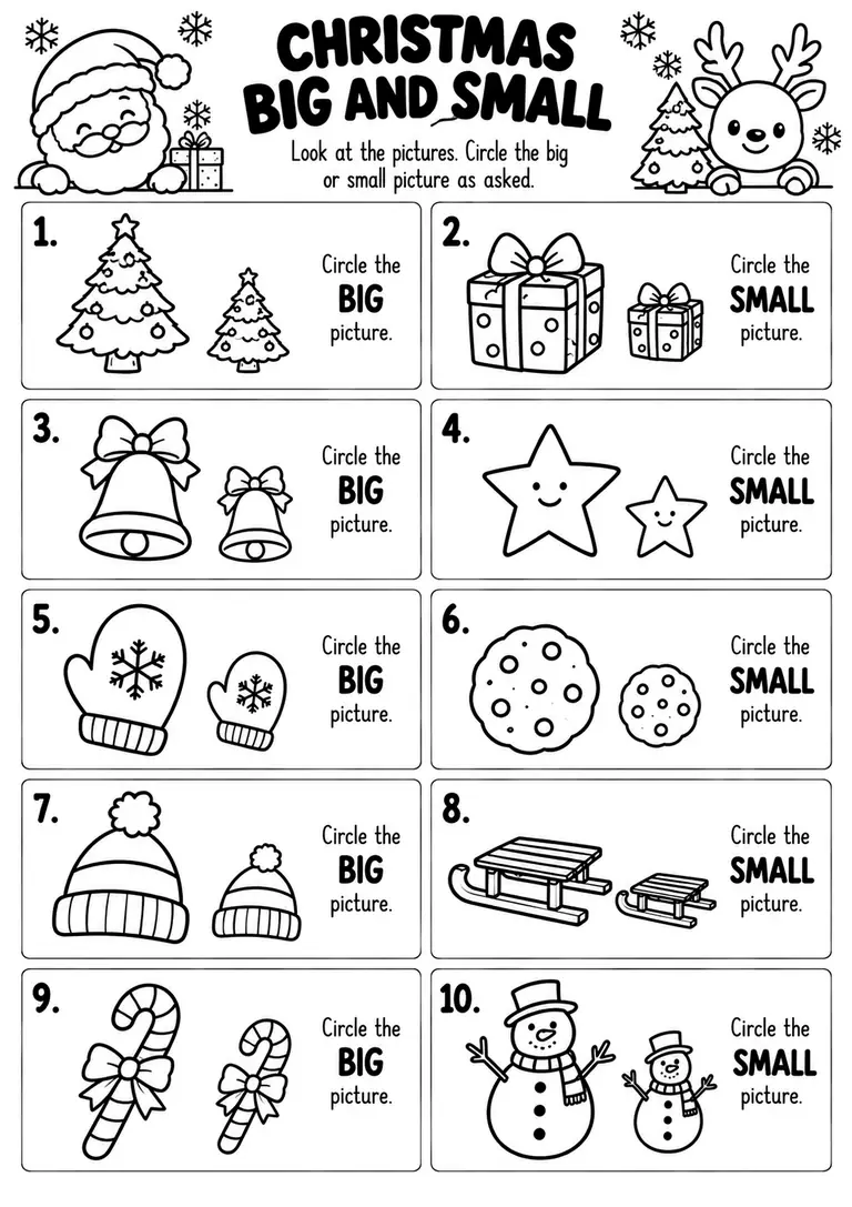 CHRISTMAS BIG AND SMALL for Kindergarten, 1st Grade