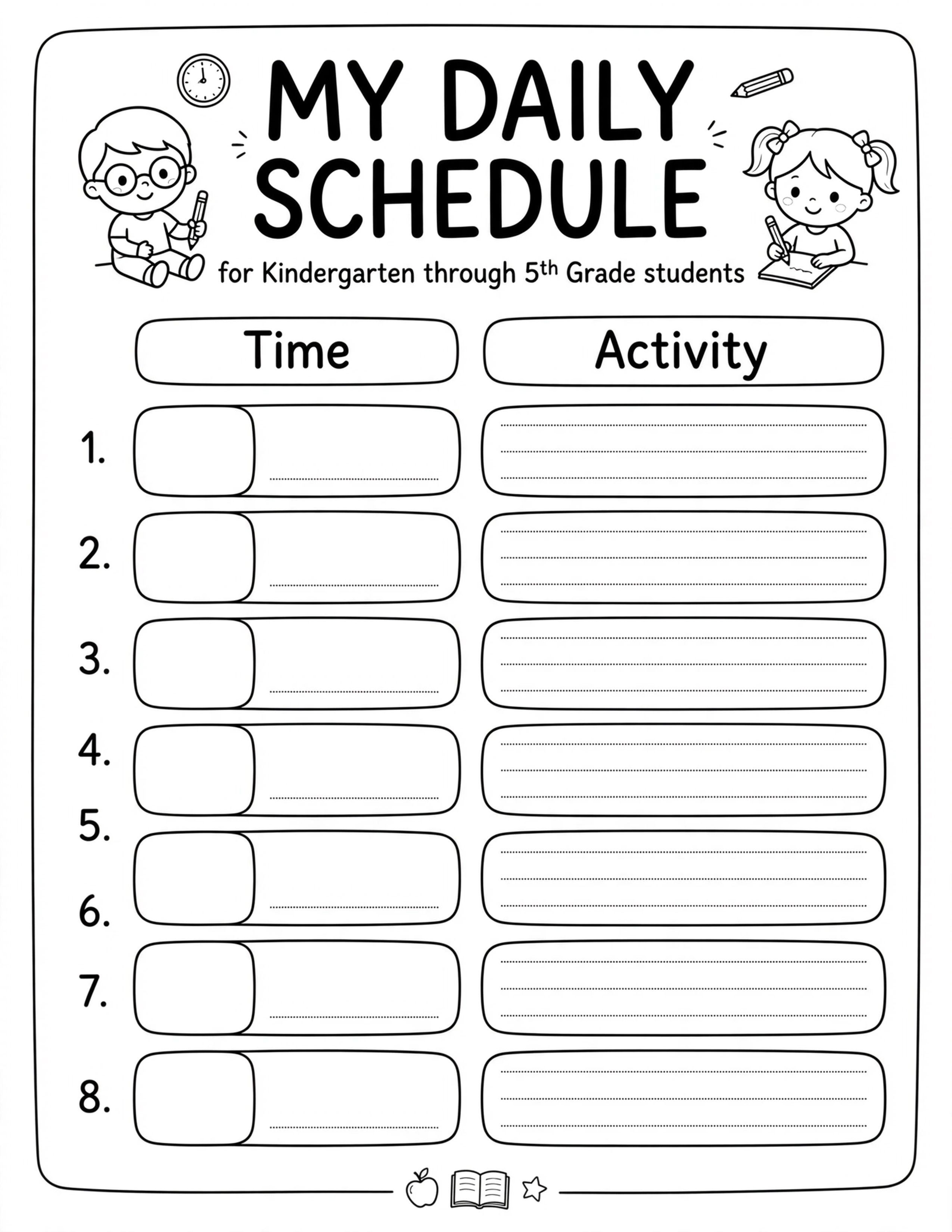 Daily Planner For Kids - MY DAILY SCHEDULE