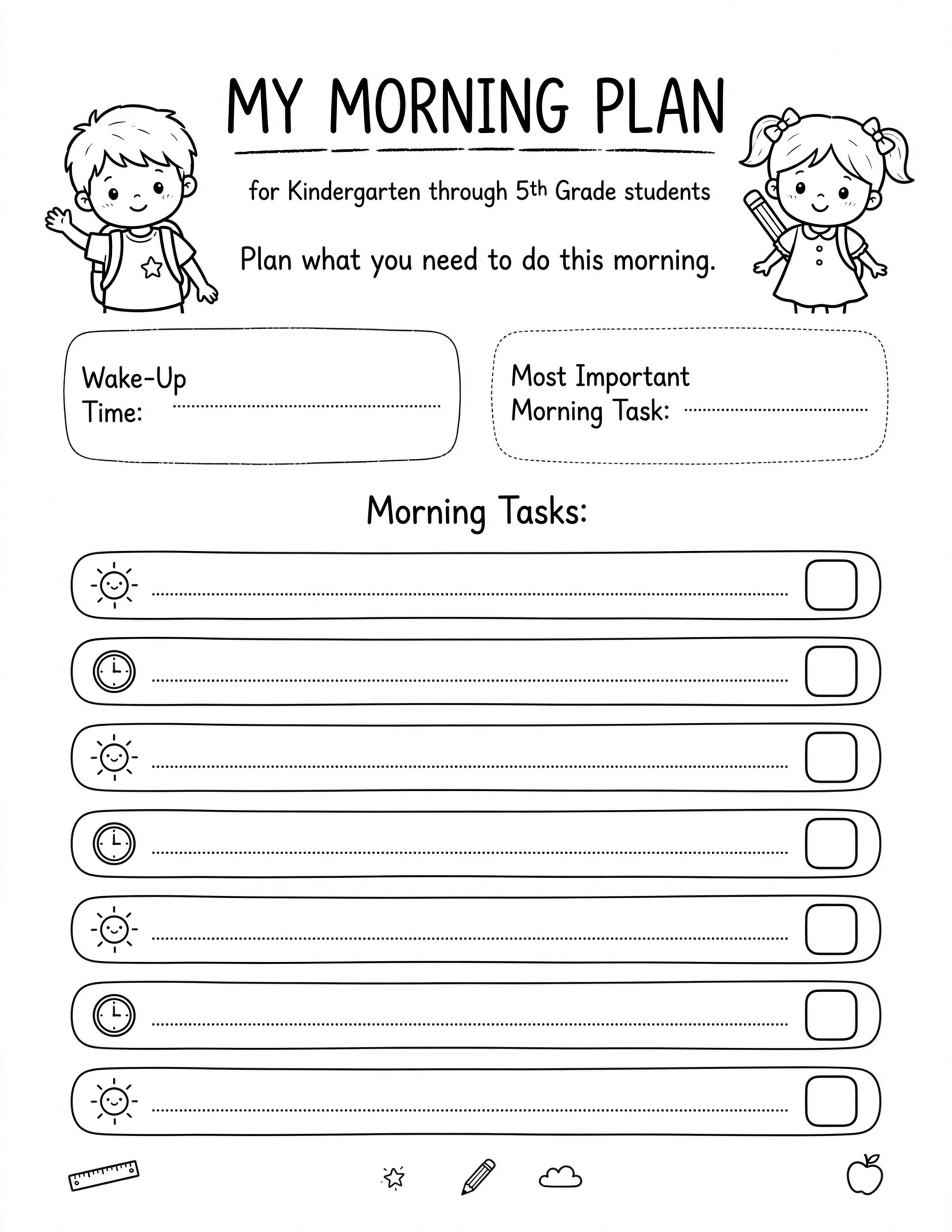 Daily Planner For Kids - MY MORNING PLAN