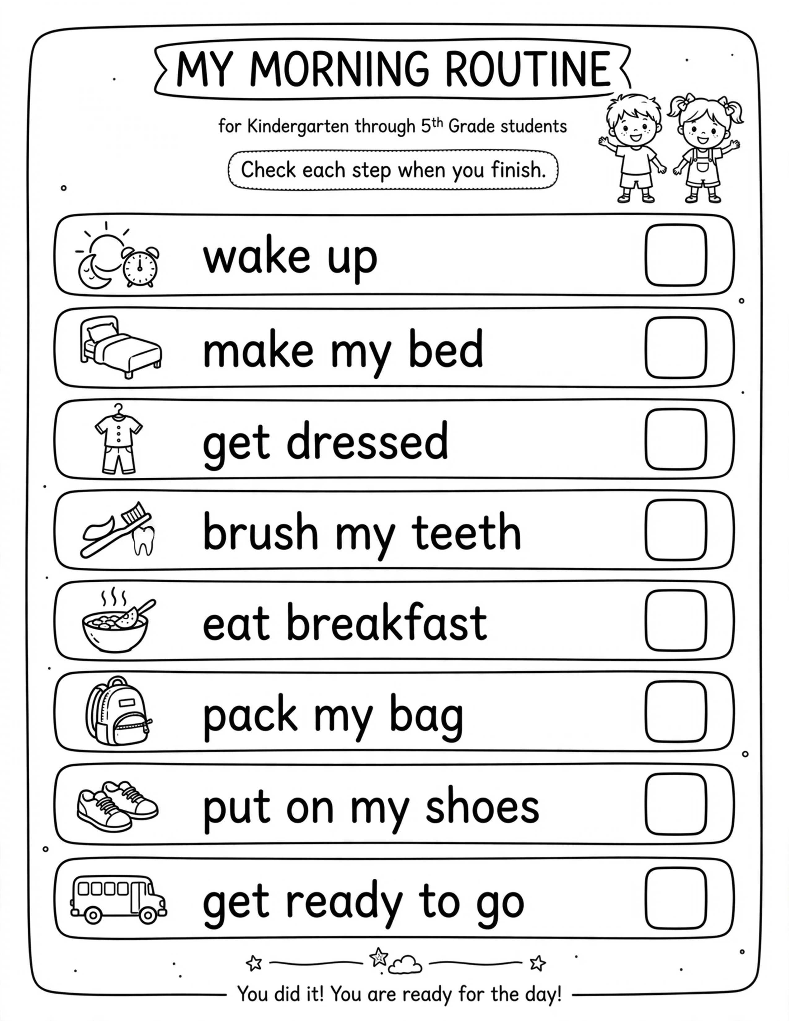 Daily Planner For Kids - MY MORNING ROUTINE