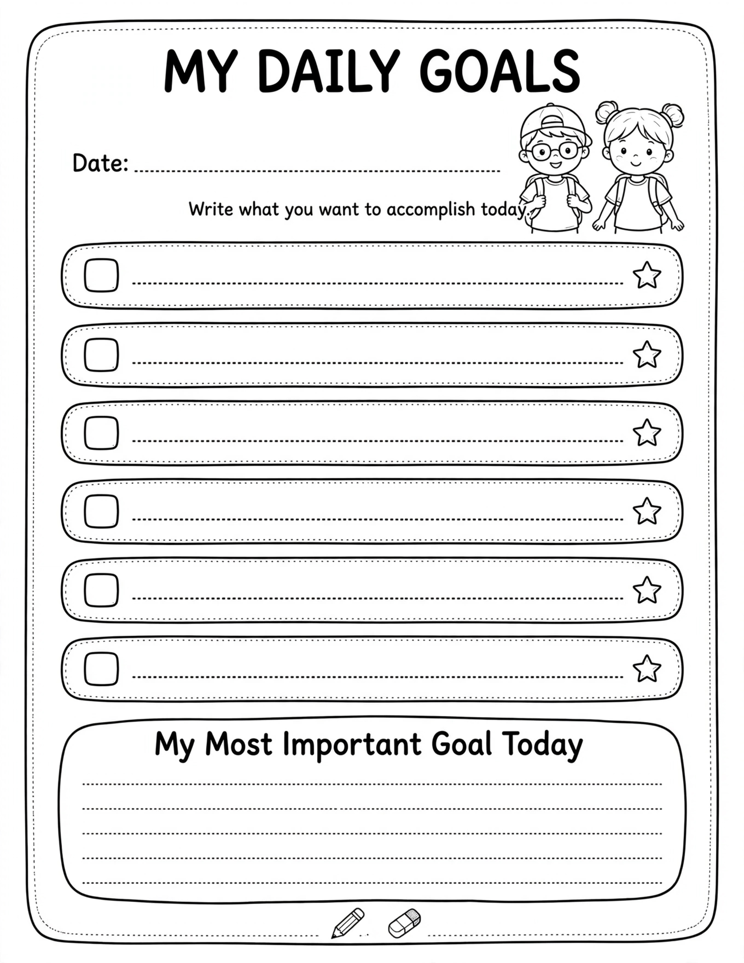 Daily Planner For Kids - MY DAILY GOALS