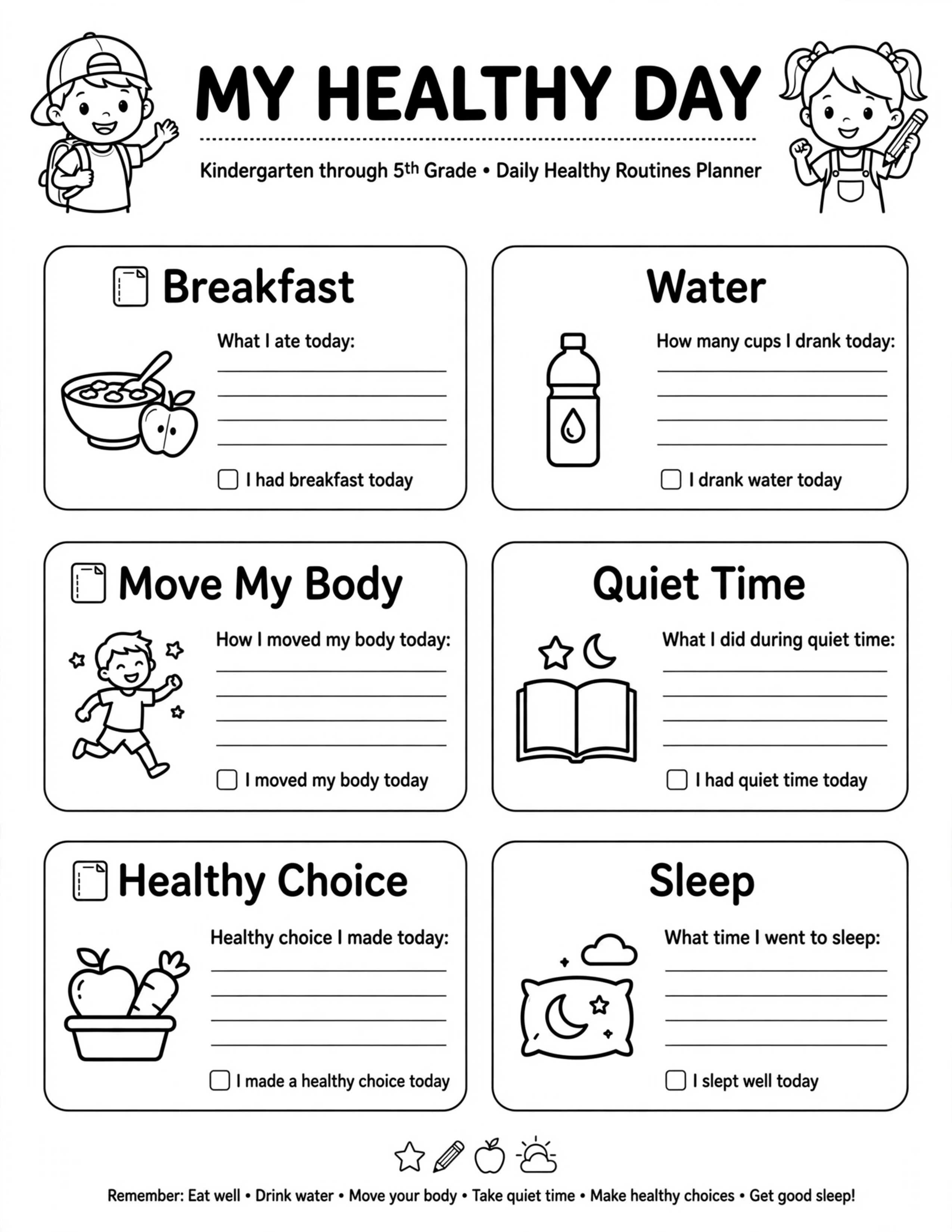 Daily Planner For Kids - MY HEALTHY DAY