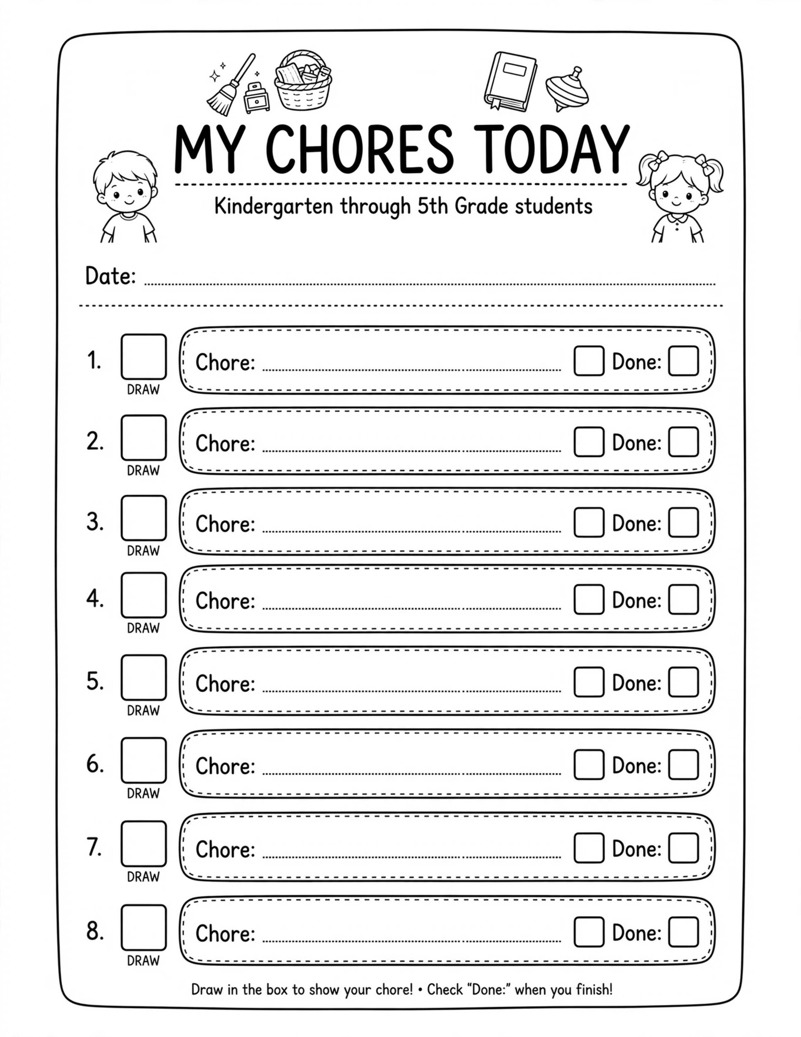 Daily Planner For Kids - MY CHORES TODAY