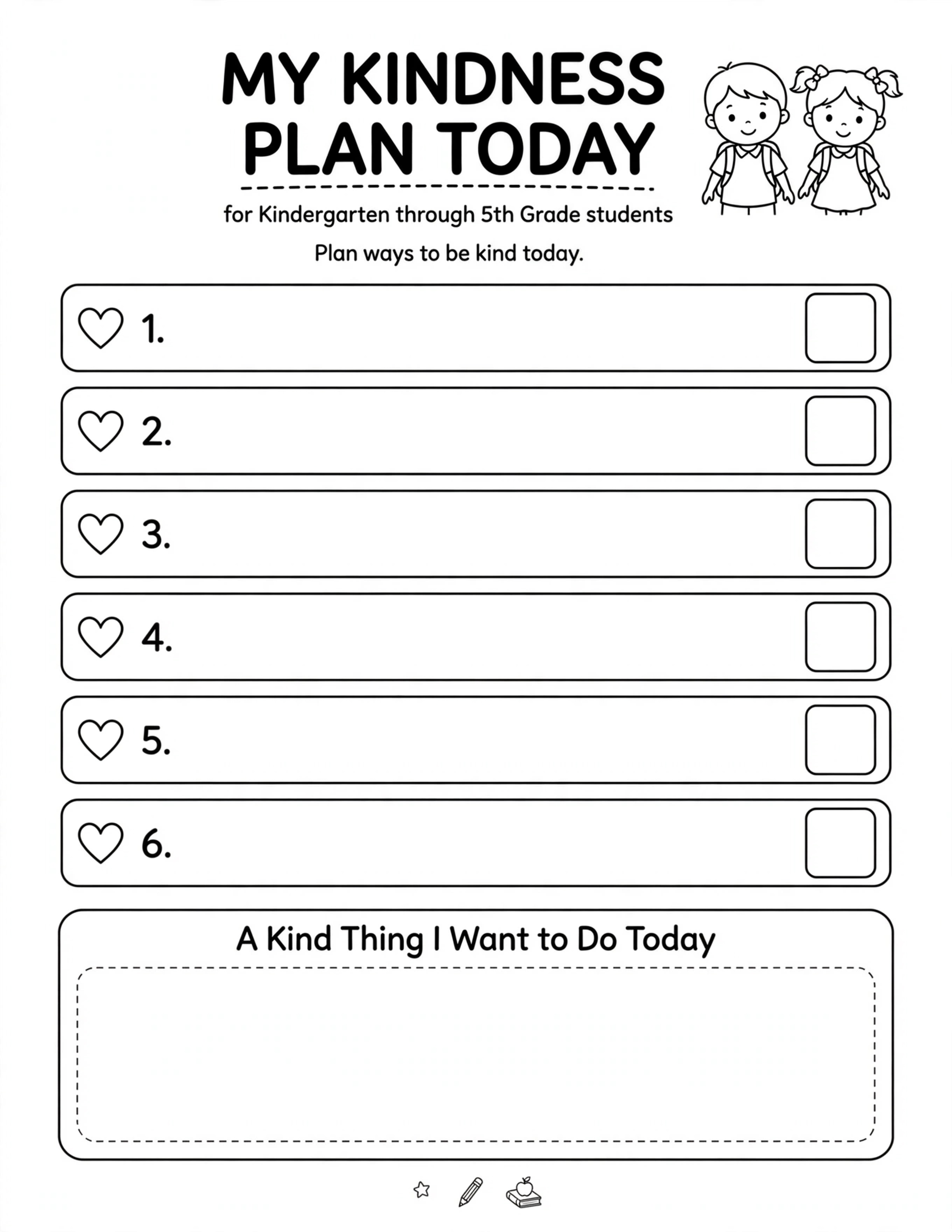 Daily Planner For Kids - MY KINDNESS PLAN TODAY