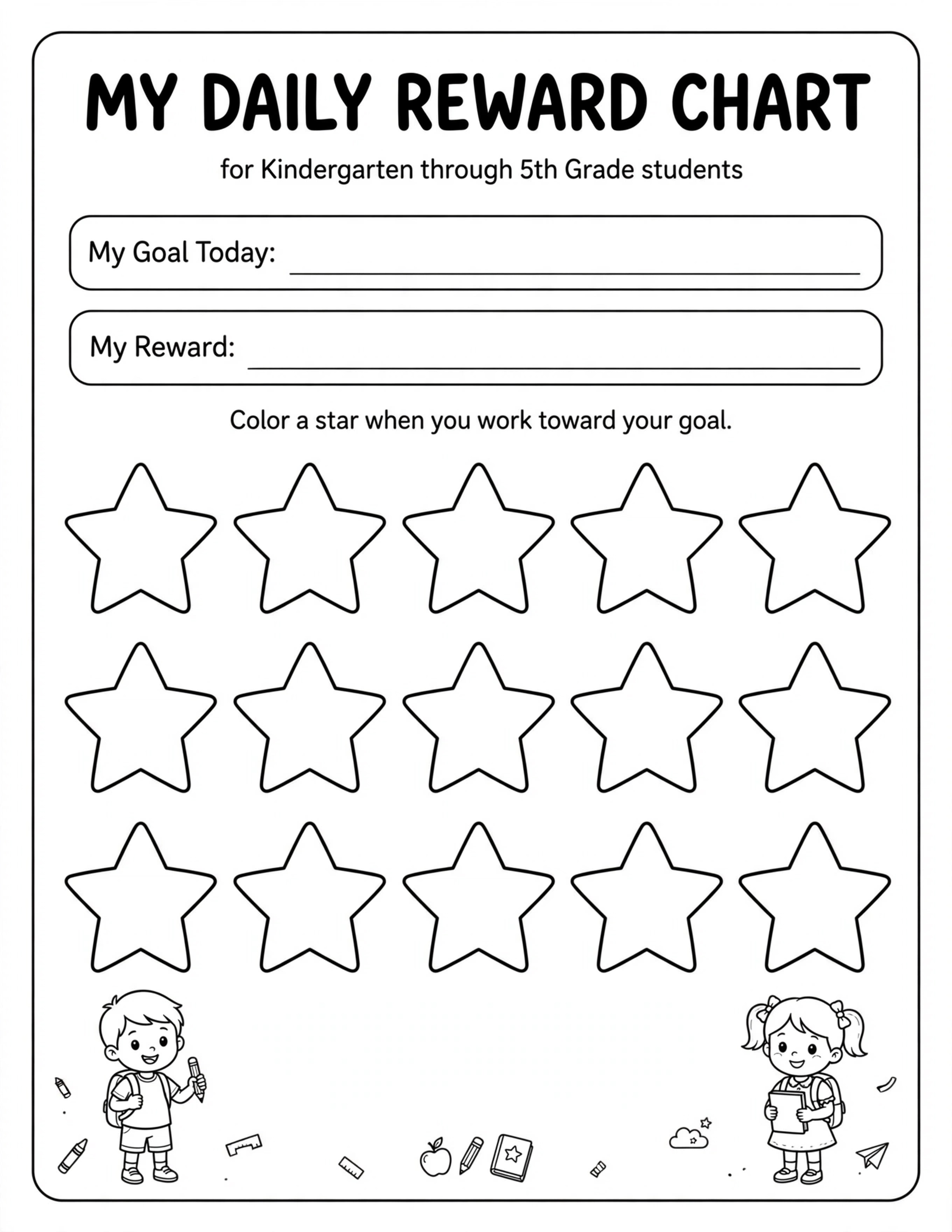 Daily Planner For Kids - MY DAILY REWARD CHART