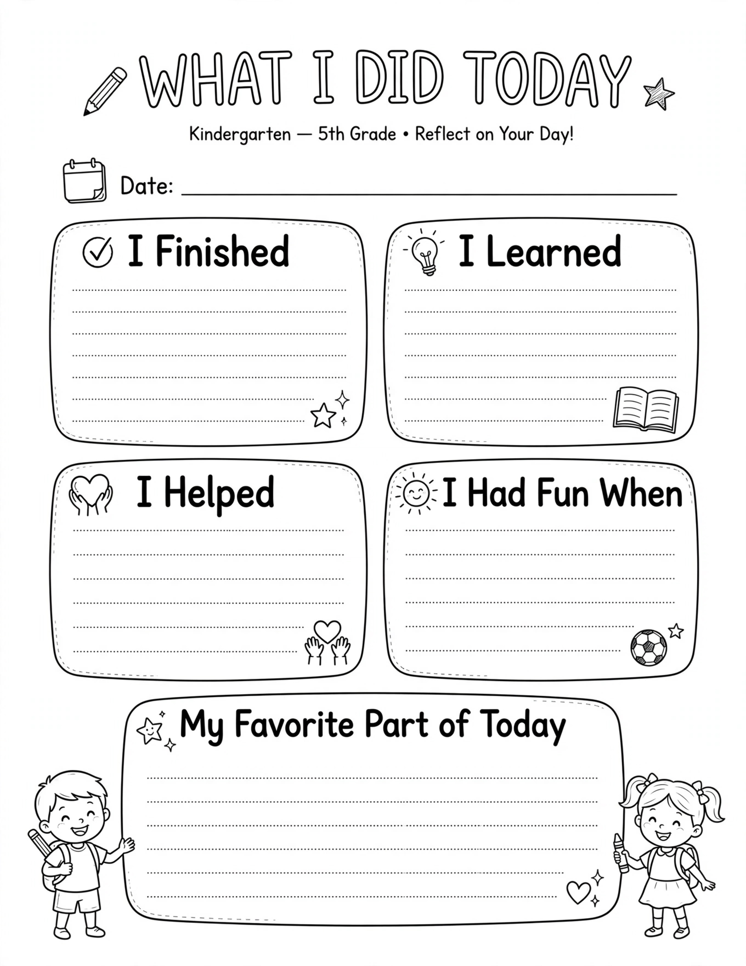 Daily Planner For Kids - WHAT I DID TODAY