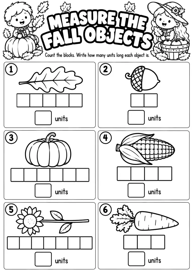 Measure the Fall Objects for Kindergarten, 1st Grade