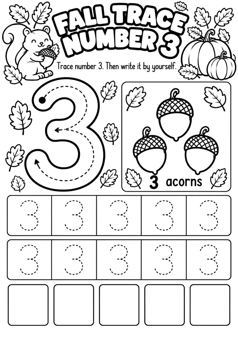 Fall Trace Number 3 for Pre-K, Kindergarten, 1st Grade