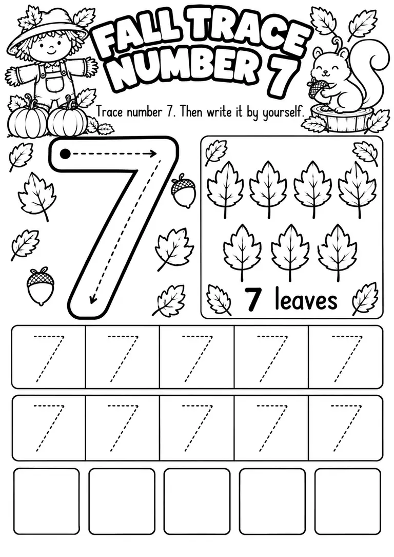 Fall Trace Number 7 for Pre-K, Kindergarten, 1st Grade