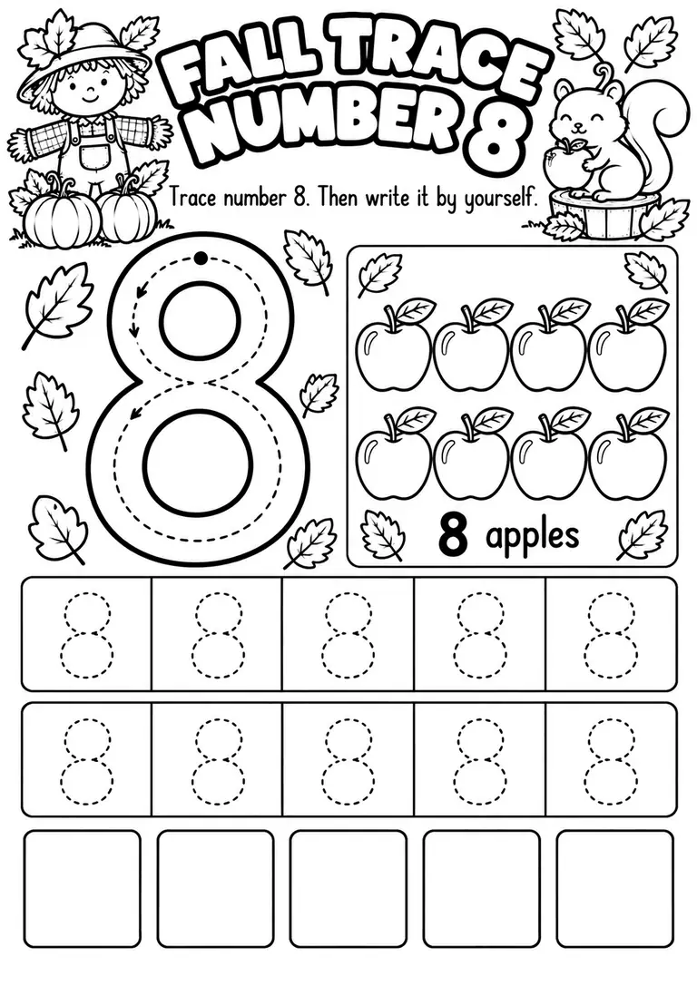 Fall Trace Number 8 for Pre-K, Kindergarten, 1st Grade