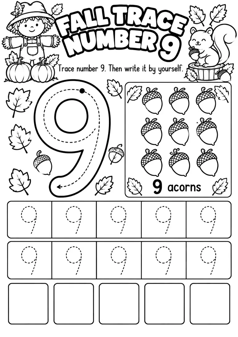 Fall Trace Number 9 for Pre-K, Kindergarten, 1st Grade