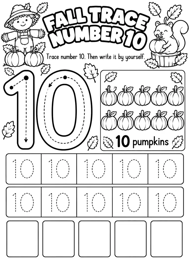 Fall Trace Number 10 for Pre-K, Kindergarten, 1st Grade