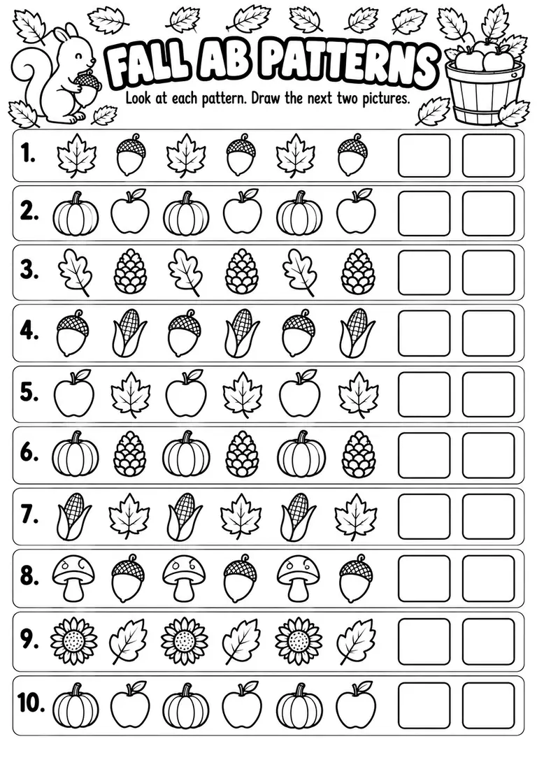 Fall AB Patterns for Kindergarten, 1st Grade