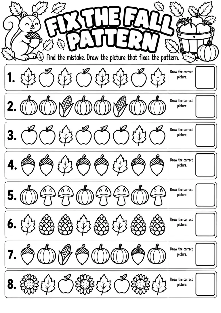 Fix the Fall Pattern for Kindergarten, 1st Grade