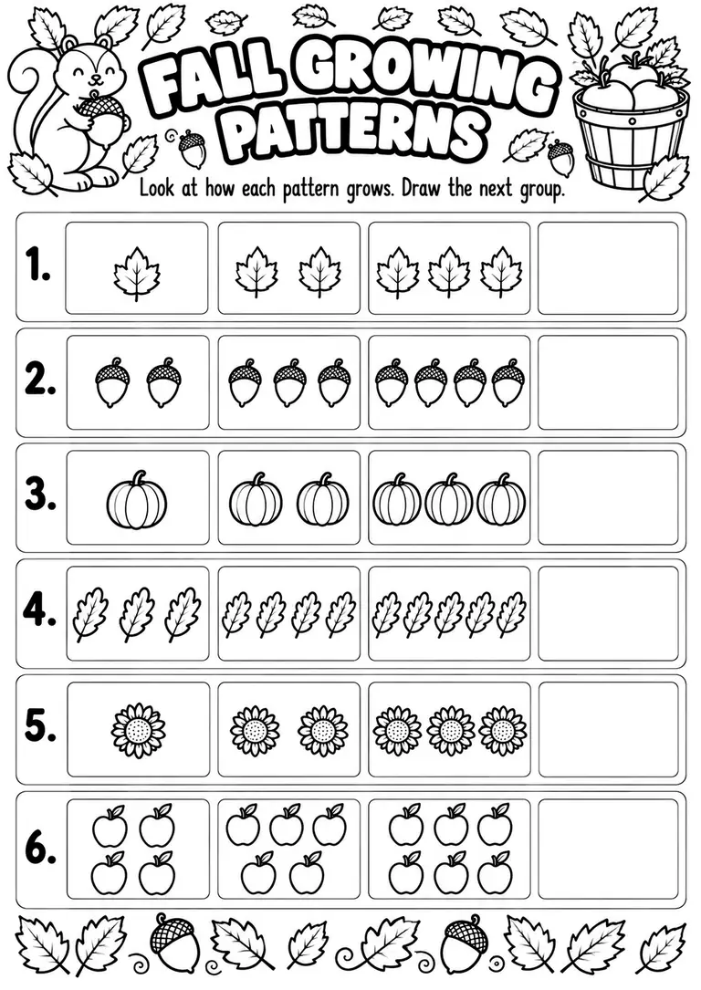 Fall Growing Patterns for Kindergarten, 1st Grade