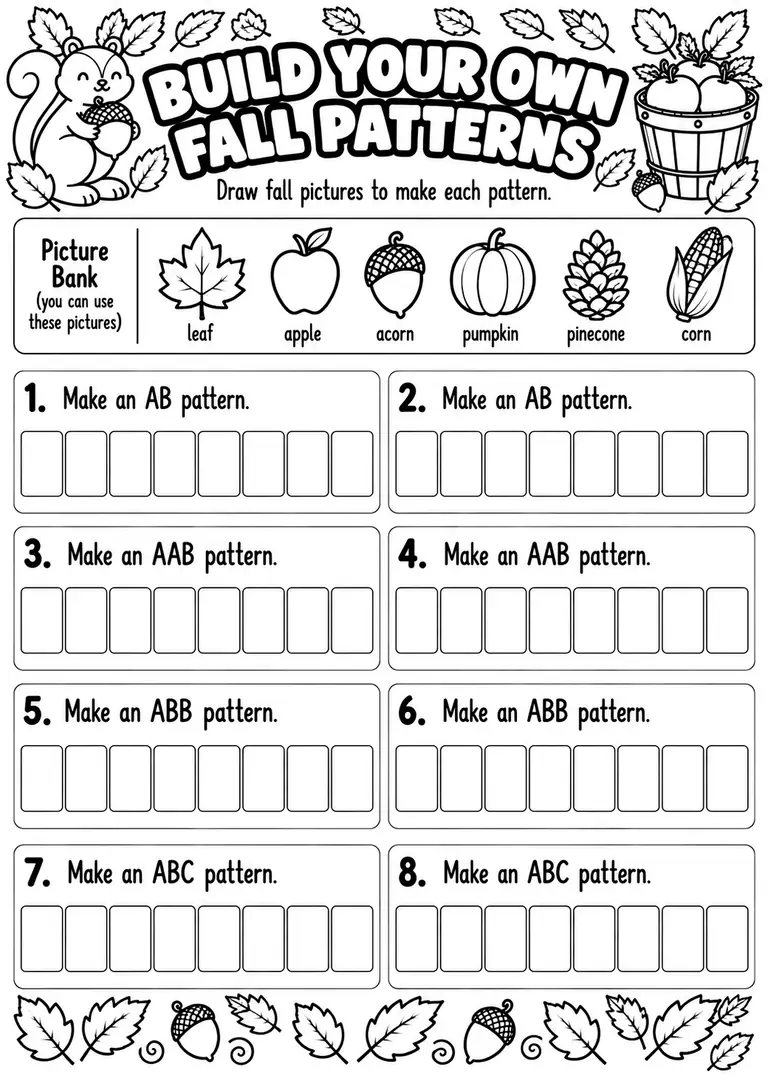 Build Your Own Fall Patterns for Kindergarten, 1st Grade