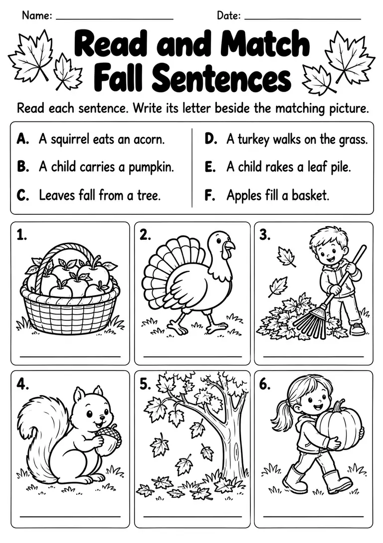Fall Reading Comprehension Worksheets – Free Printable Activities